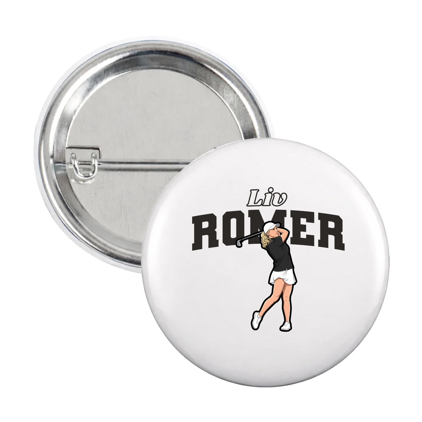 Game Day Button — Name Arch in White