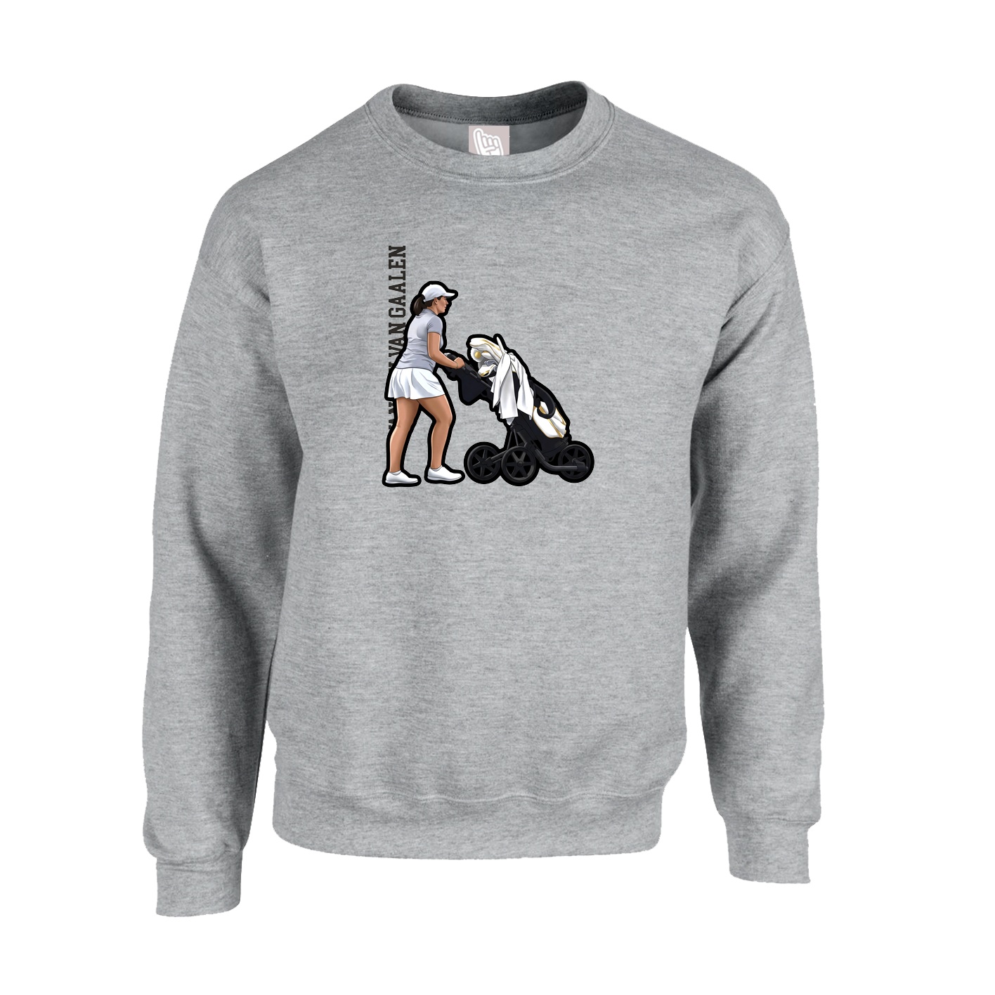 Fleece Crew — Name Vertical in Grey