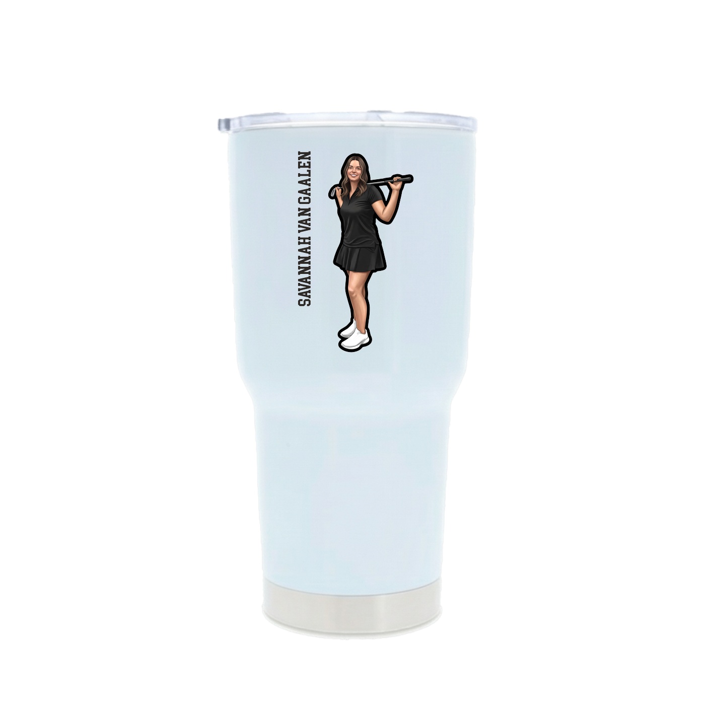 30oz Stainless Steel Tumbler — Name Vertical in White