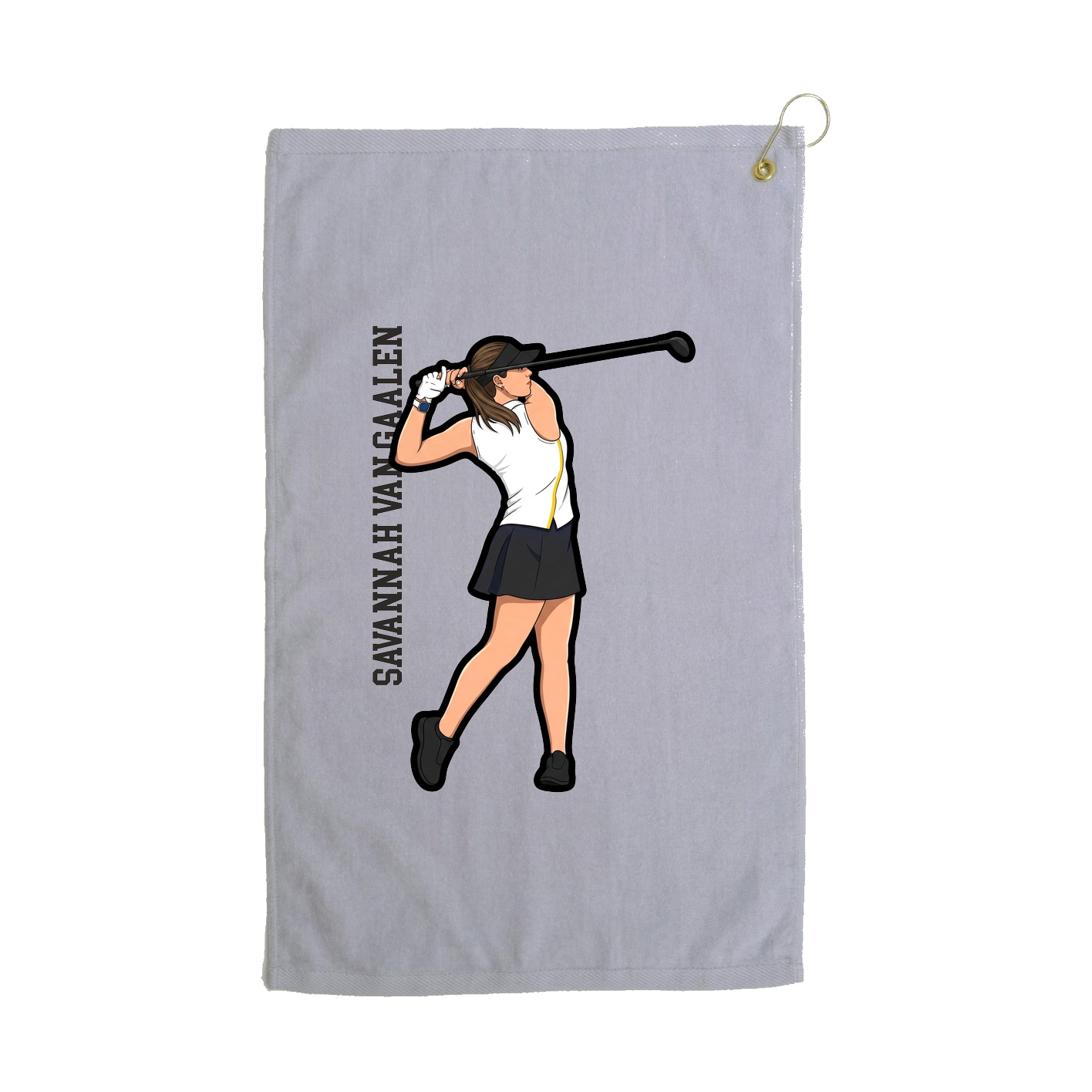 Golf Towel — Name Vertical in Grey