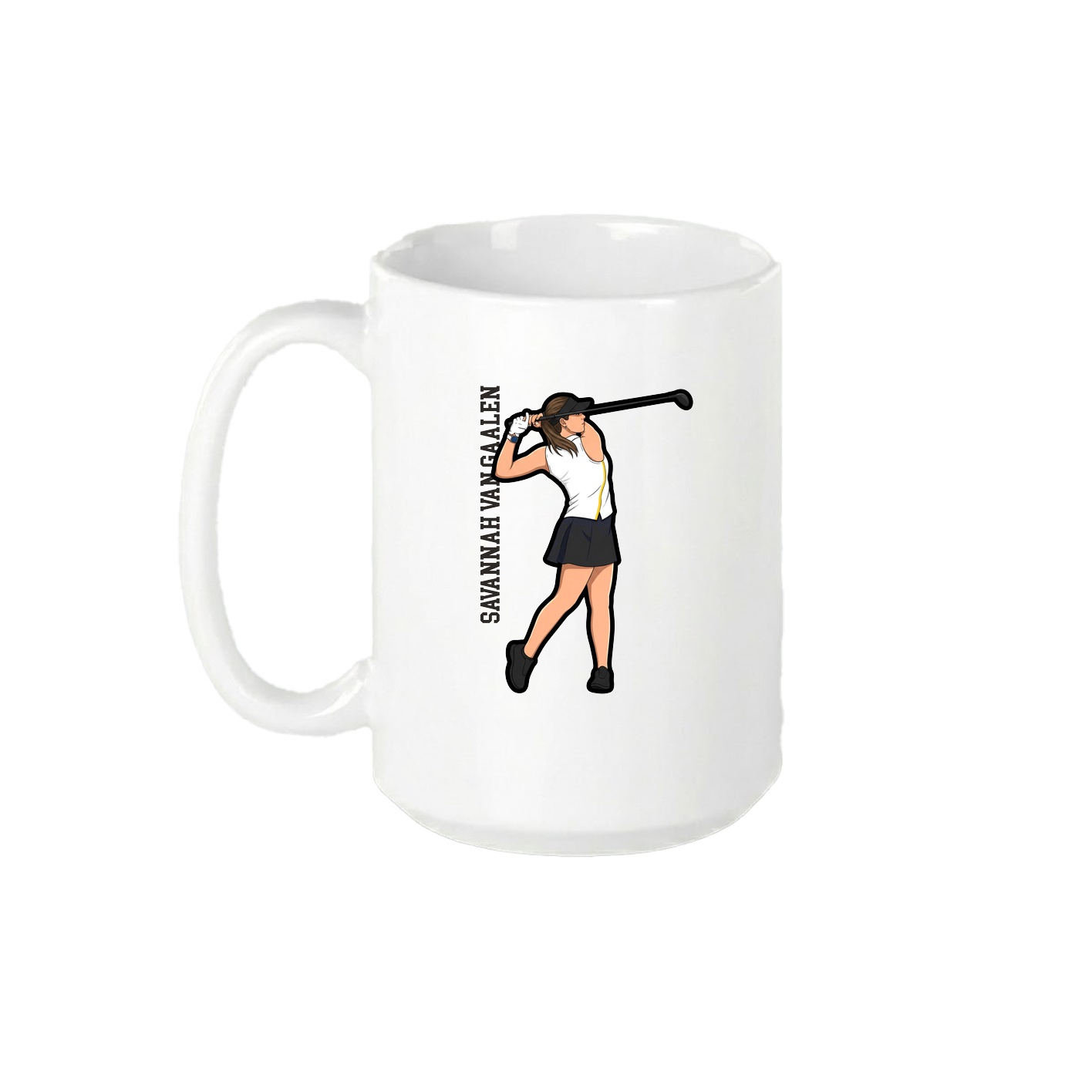 15oz Coffee Mug — Name Vertical in White