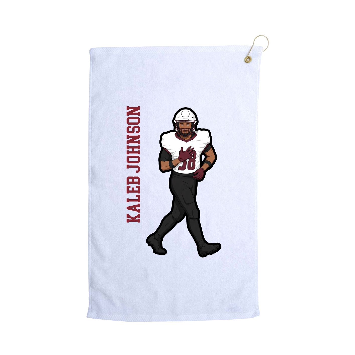 Golf Towel — Name Vertical in White