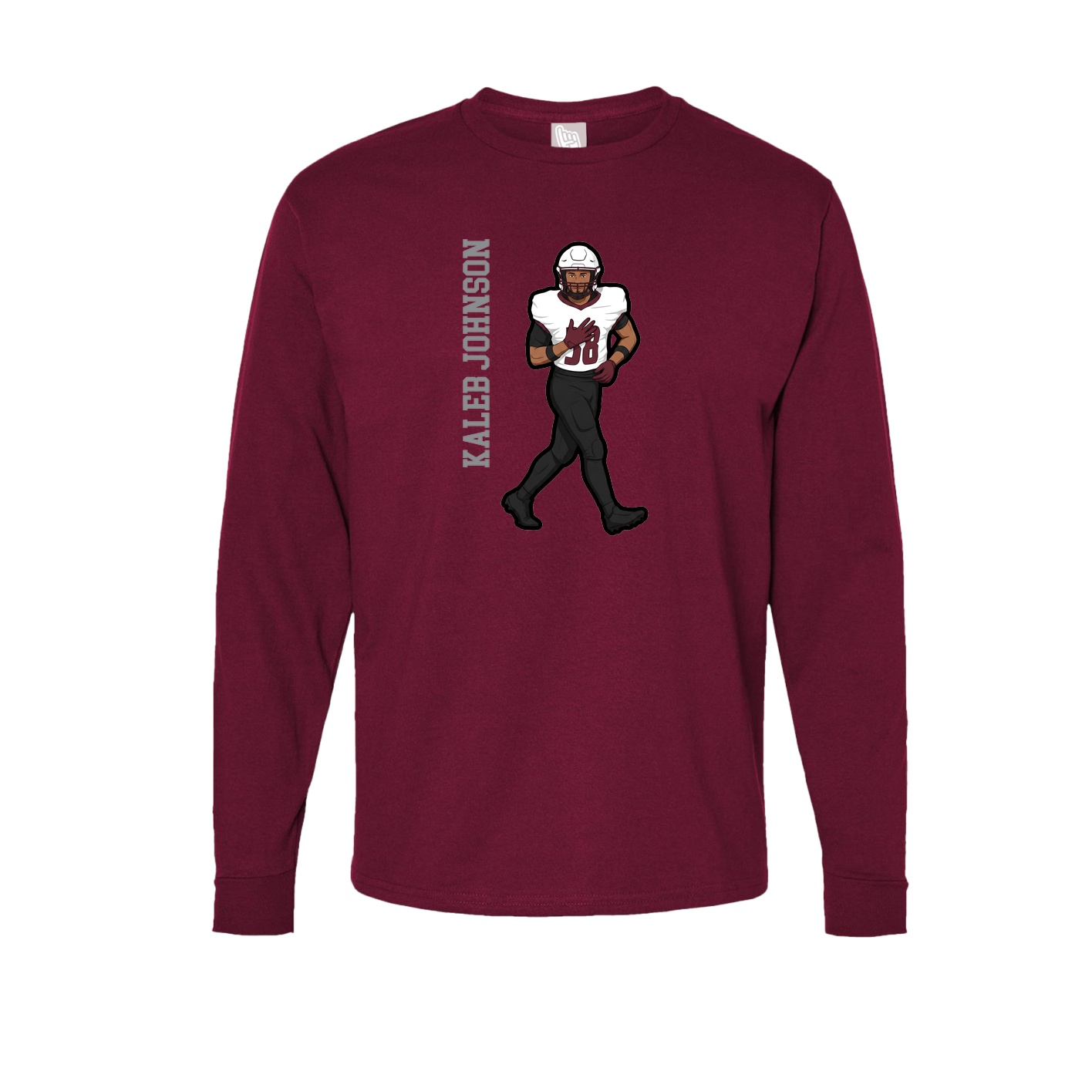 Long Sleeve Tee — Name Vertical in Cardinal