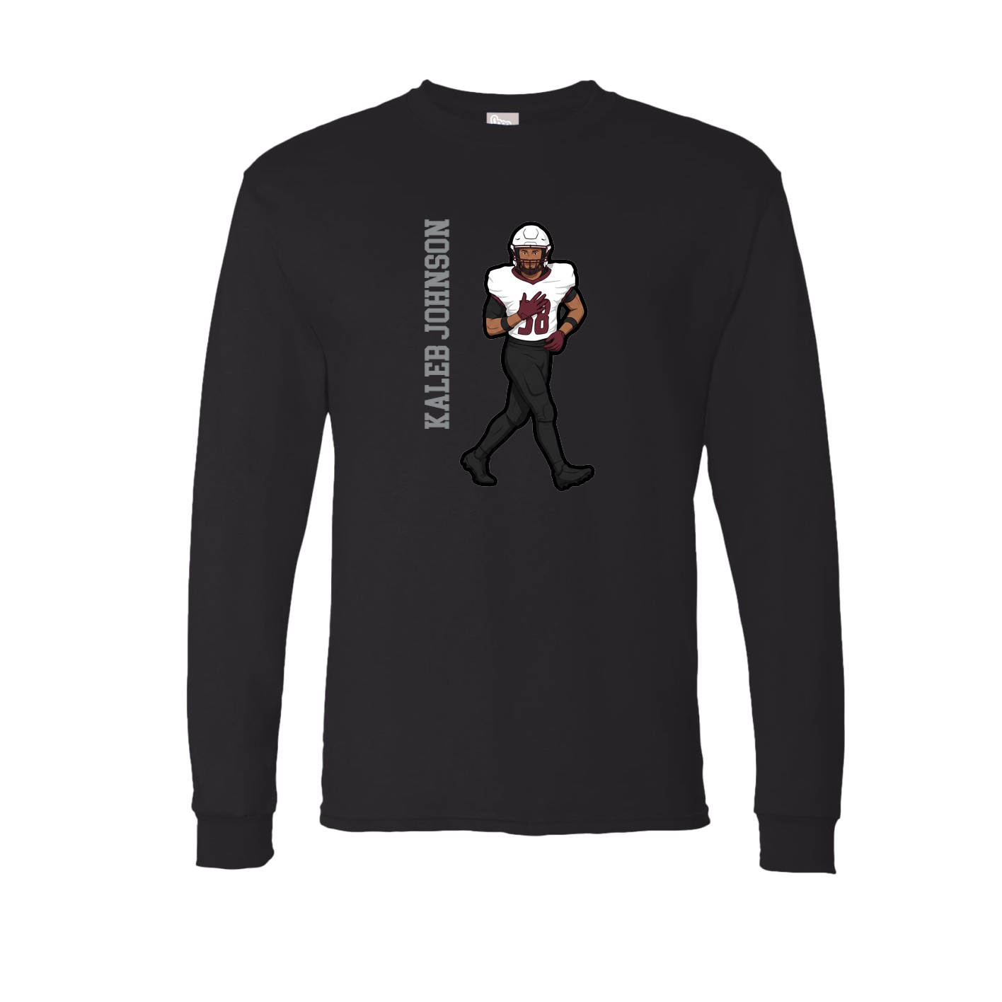 Long Sleeve Tee — Name Vertical in Black