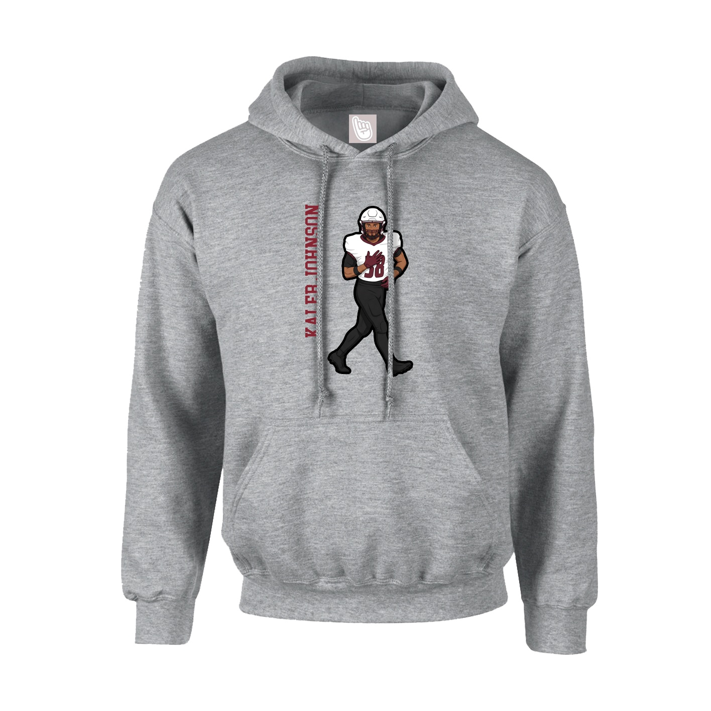 Hoodie — Name Vertical in Grey