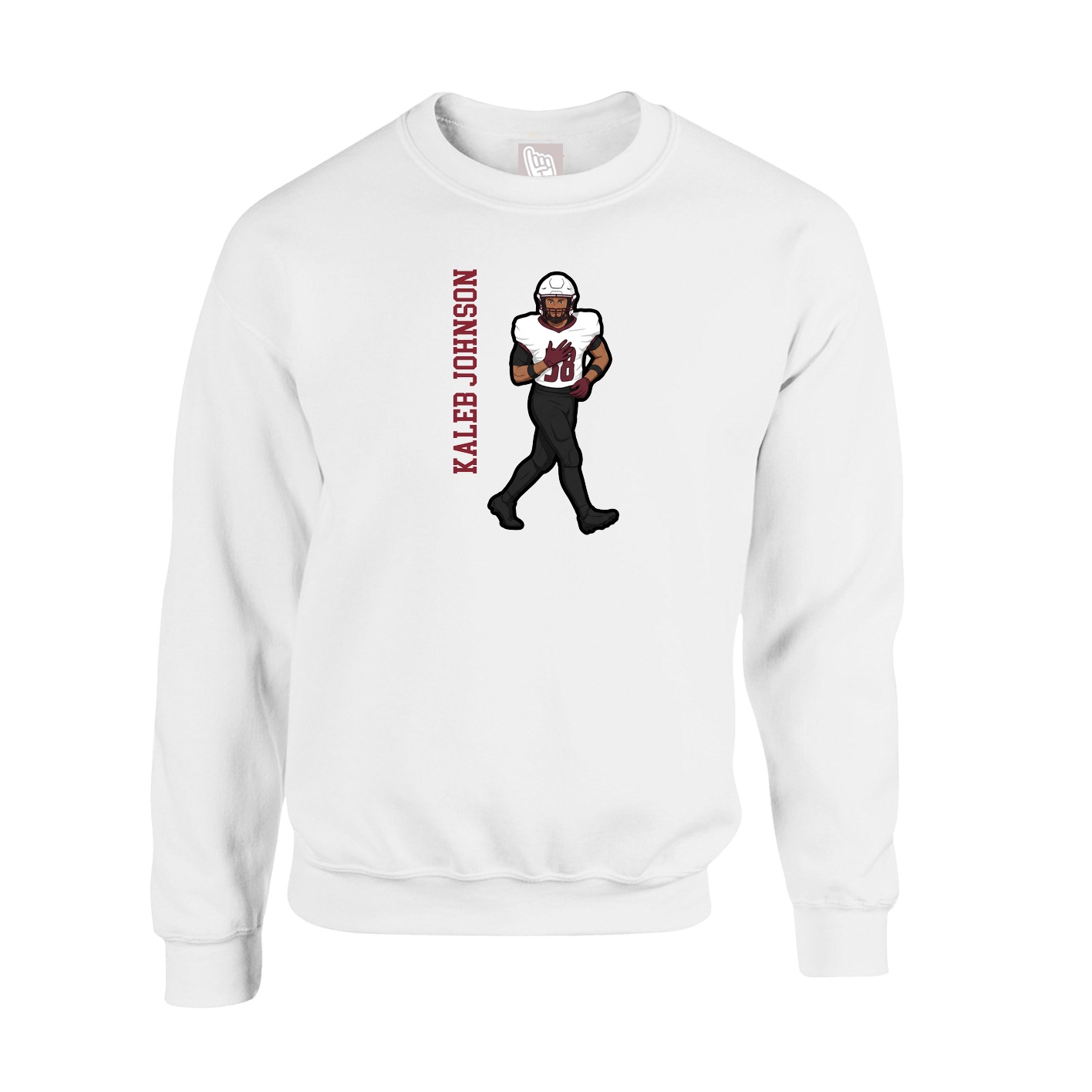 Fleece Crew — Name Vertical in White