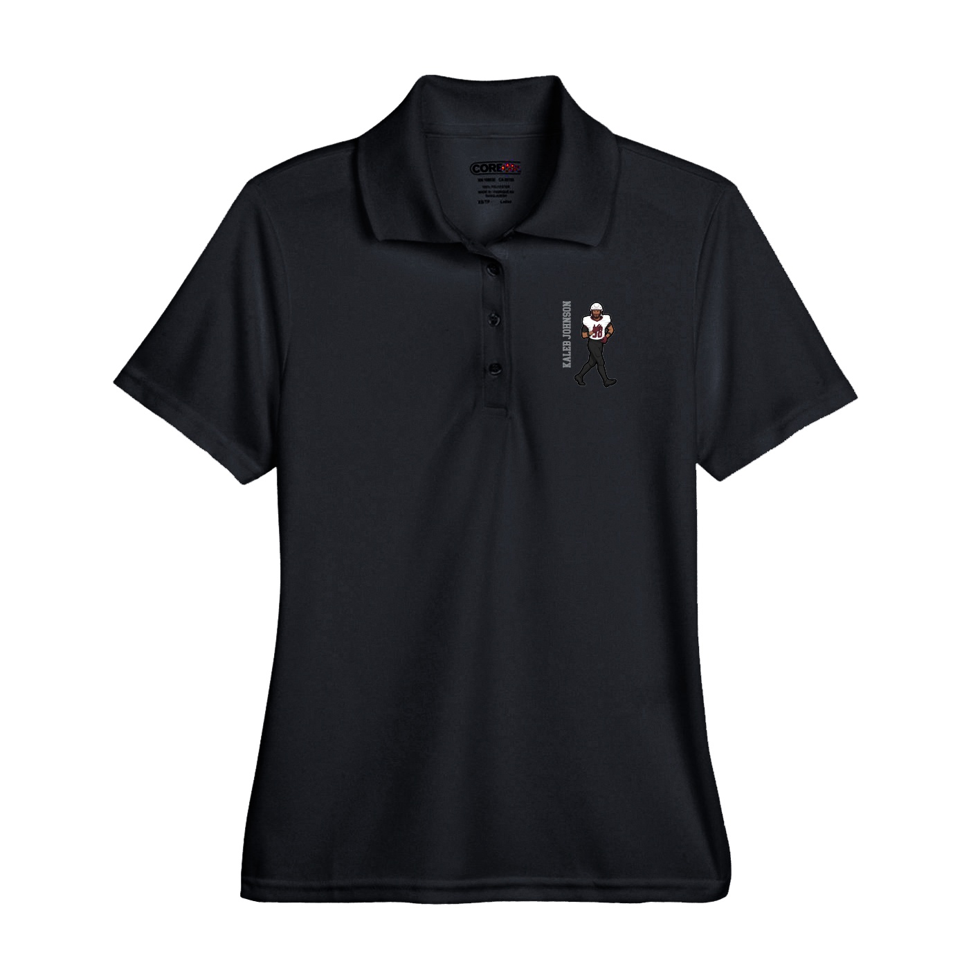 Performance Polo — Name Vertical in Black