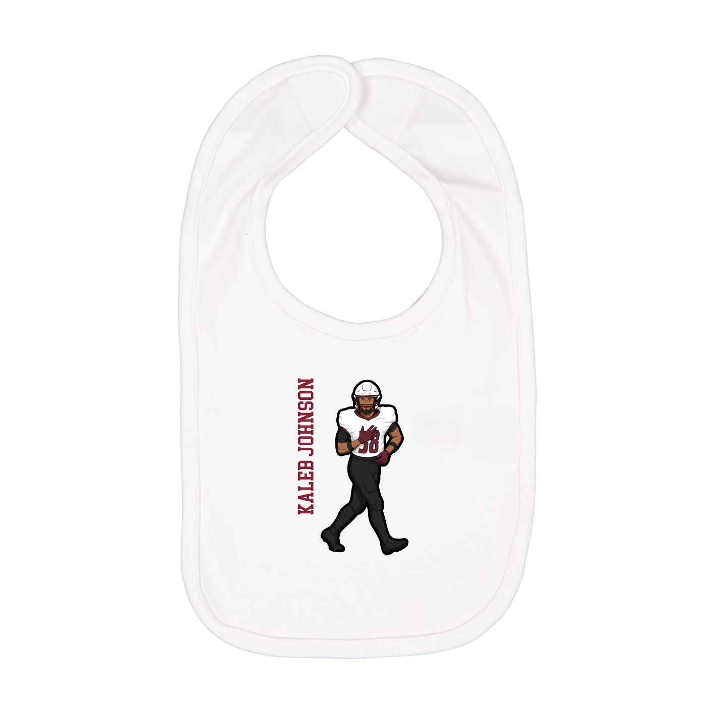 Infant Bib — Name Vertical in White
