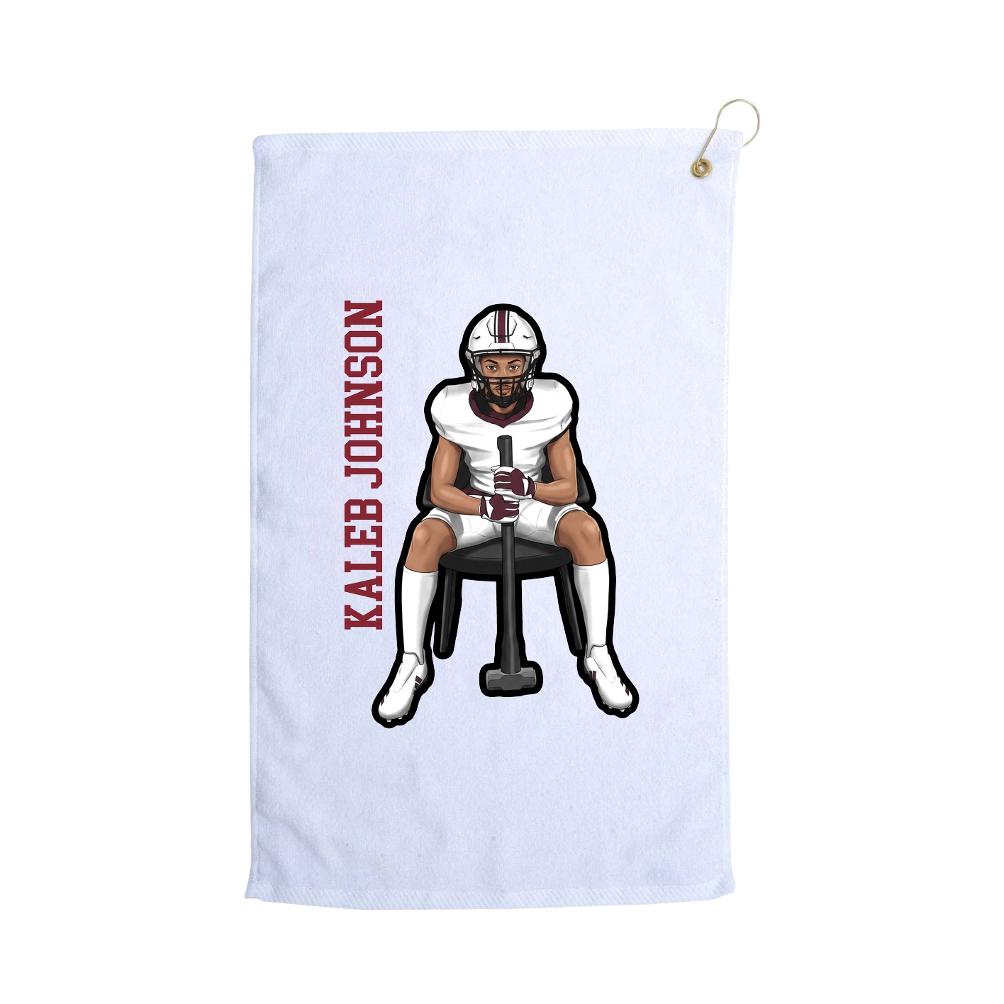 Golf Towel — Name Vertical in White