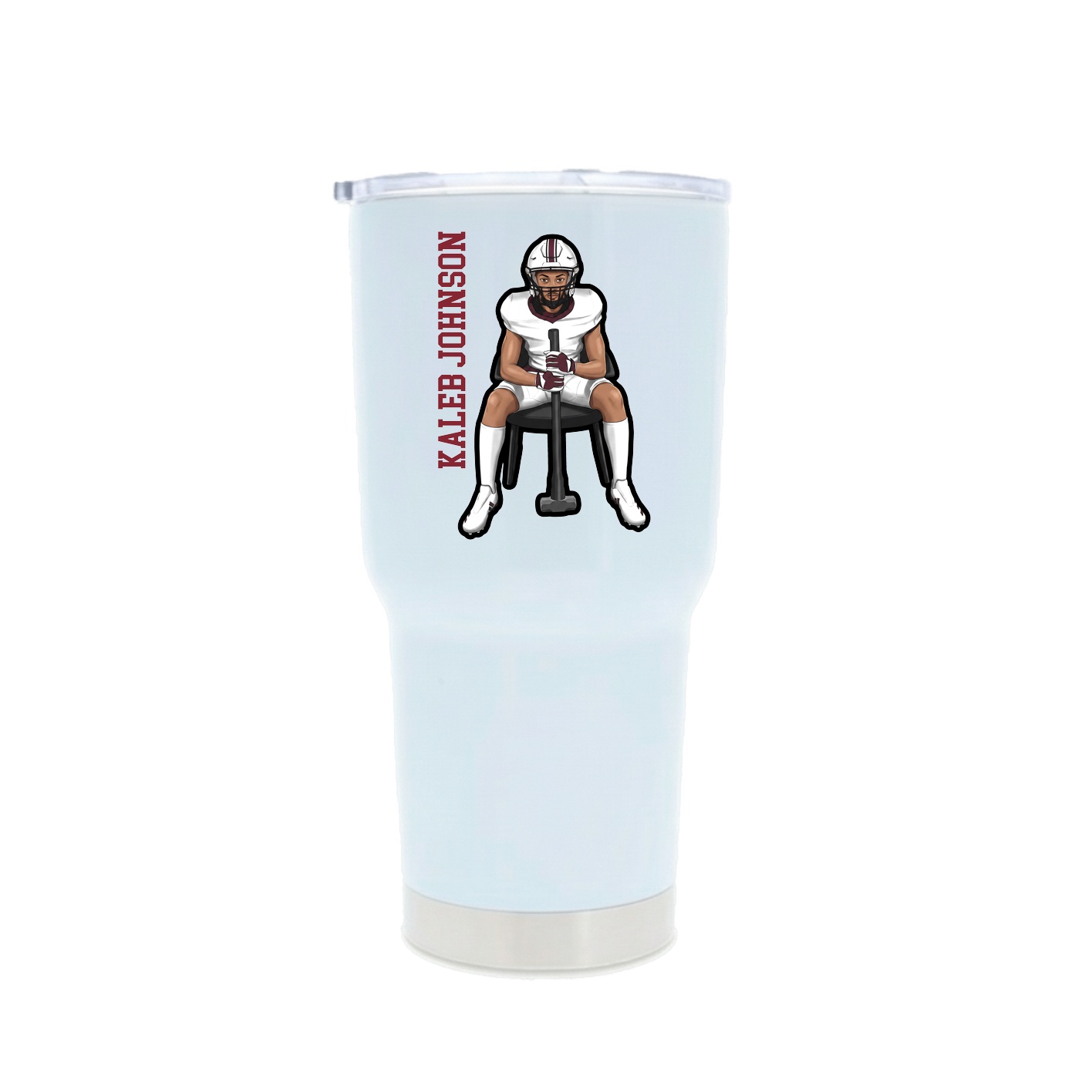 30oz Stainless Steel Tumbler — Name Vertical in White