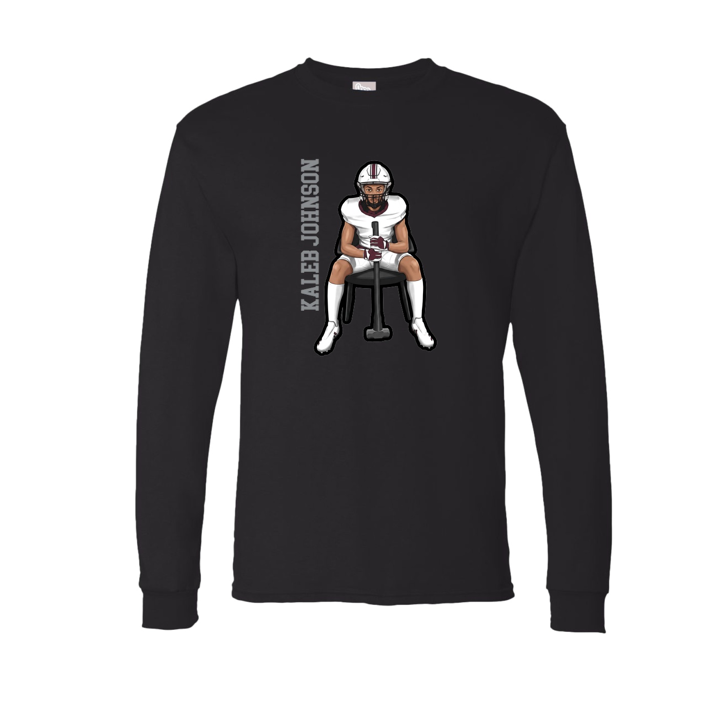 Long Sleeve Tee — Name Vertical in Black