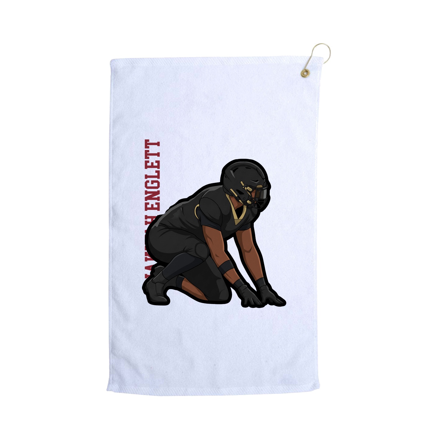 Golf Towel — Name Vertical in White