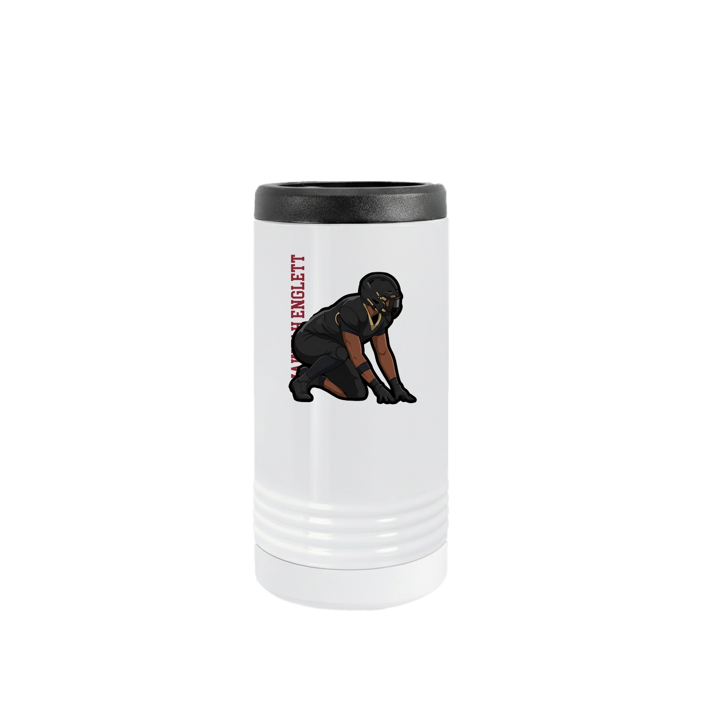 Slim Beverage Holder — Name Vertical in White