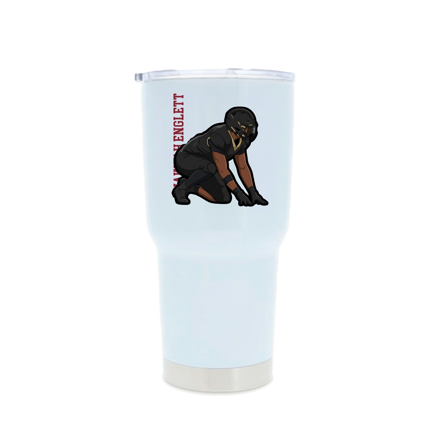 30oz Stainless Steel Tumbler — Name Vertical in White