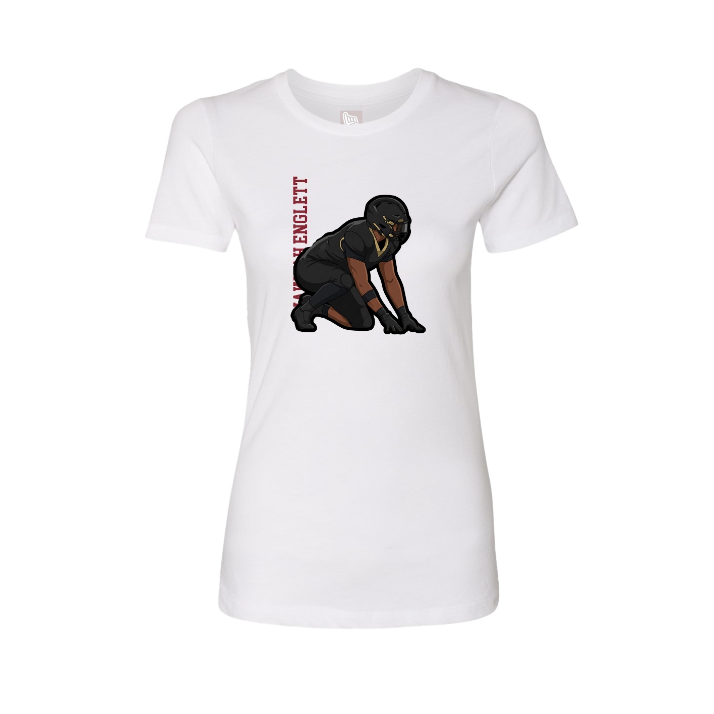 Womens Tee — Name Vertical in White