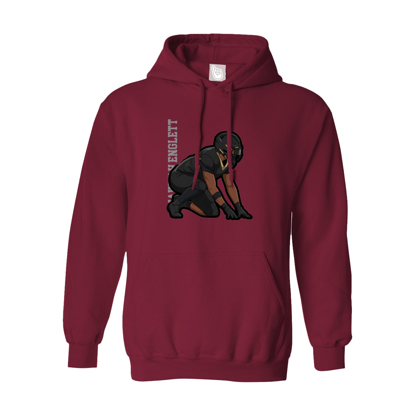 Hoodie — Name Vertical in Cardinal