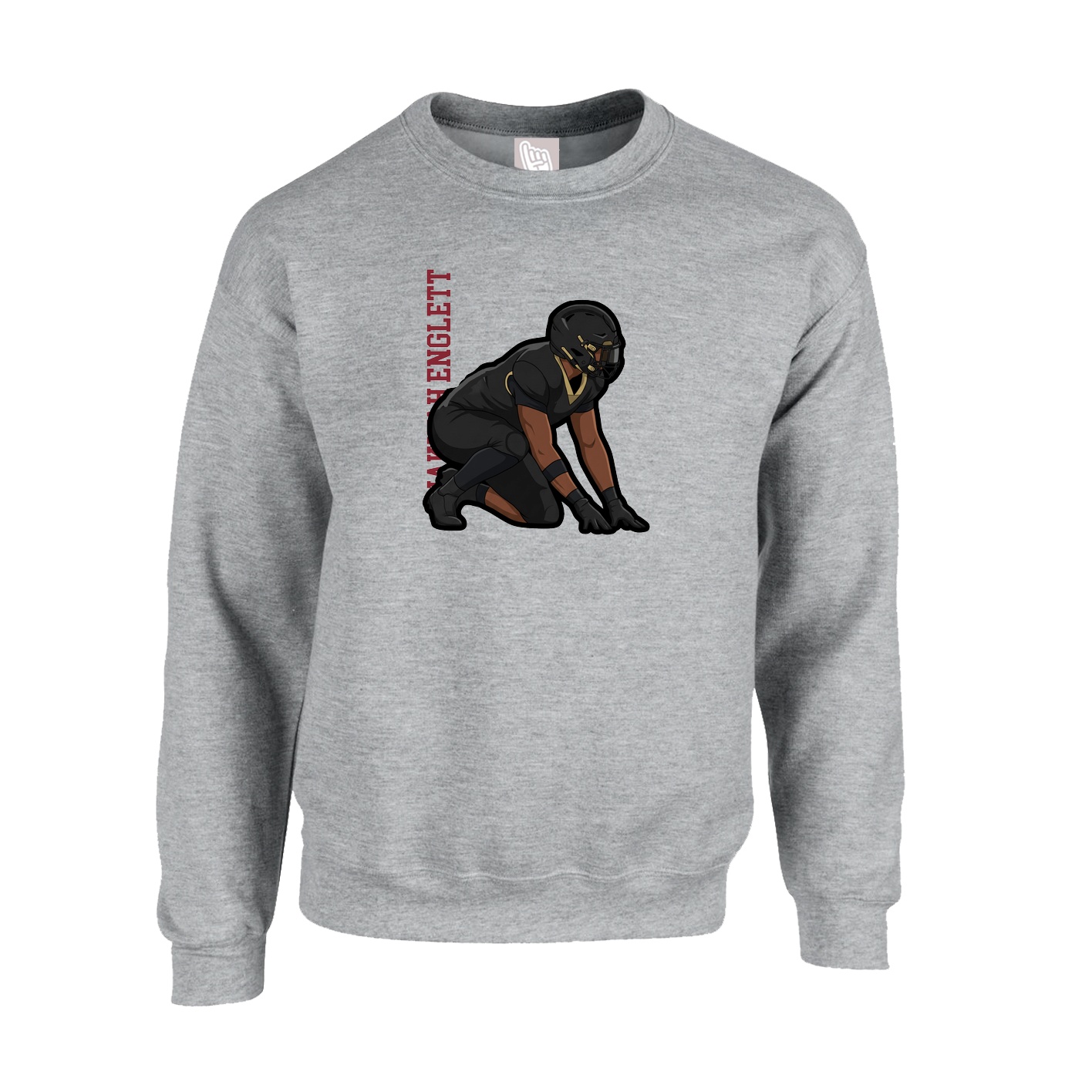 Fleece Crew — Name Vertical in Grey