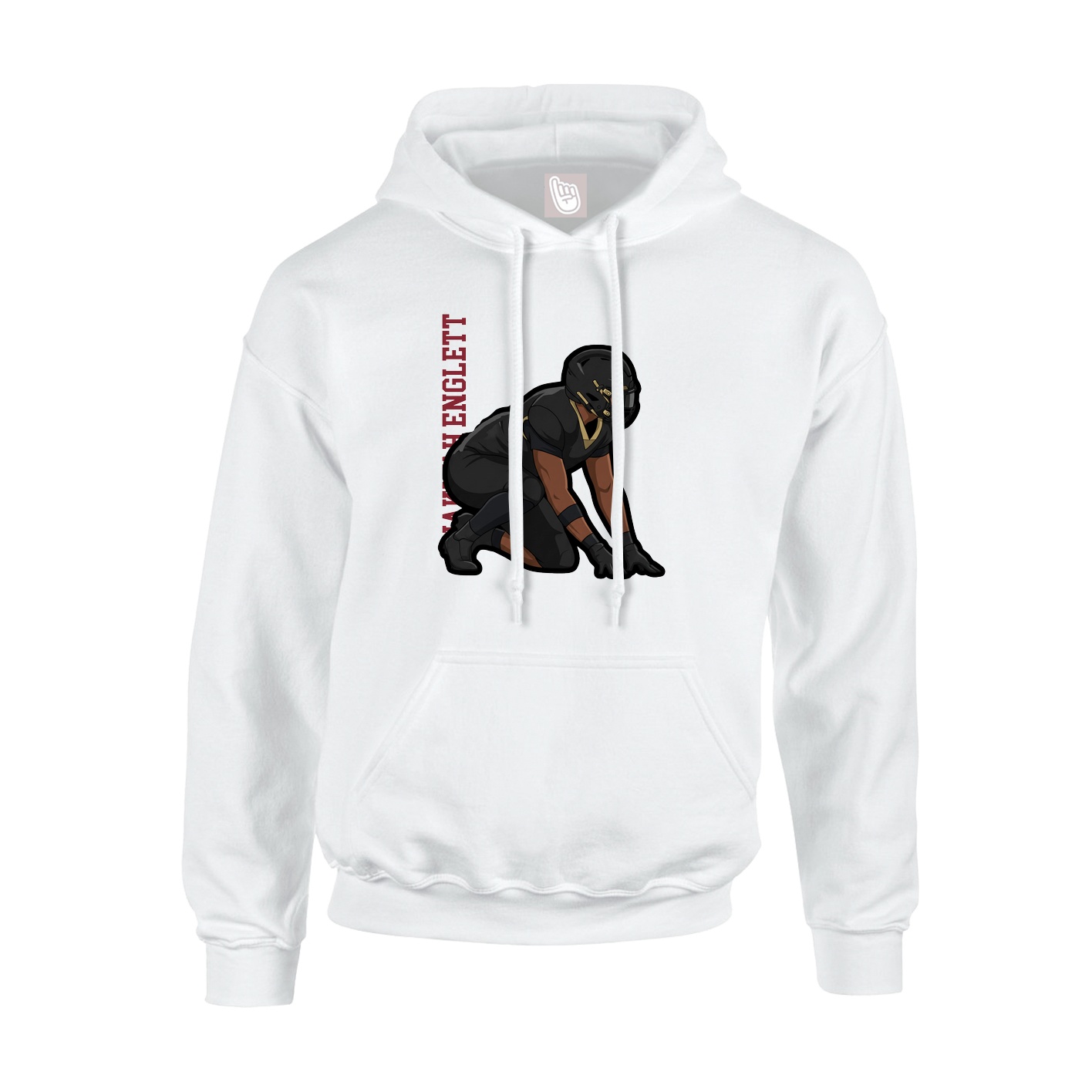 Youth Hoodie — Name Vertical in White