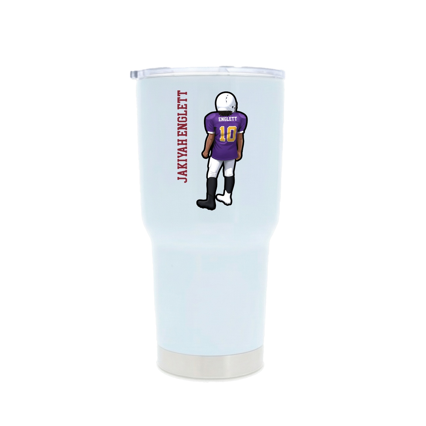 30oz Stainless Steel Tumbler — Name Vertical in White