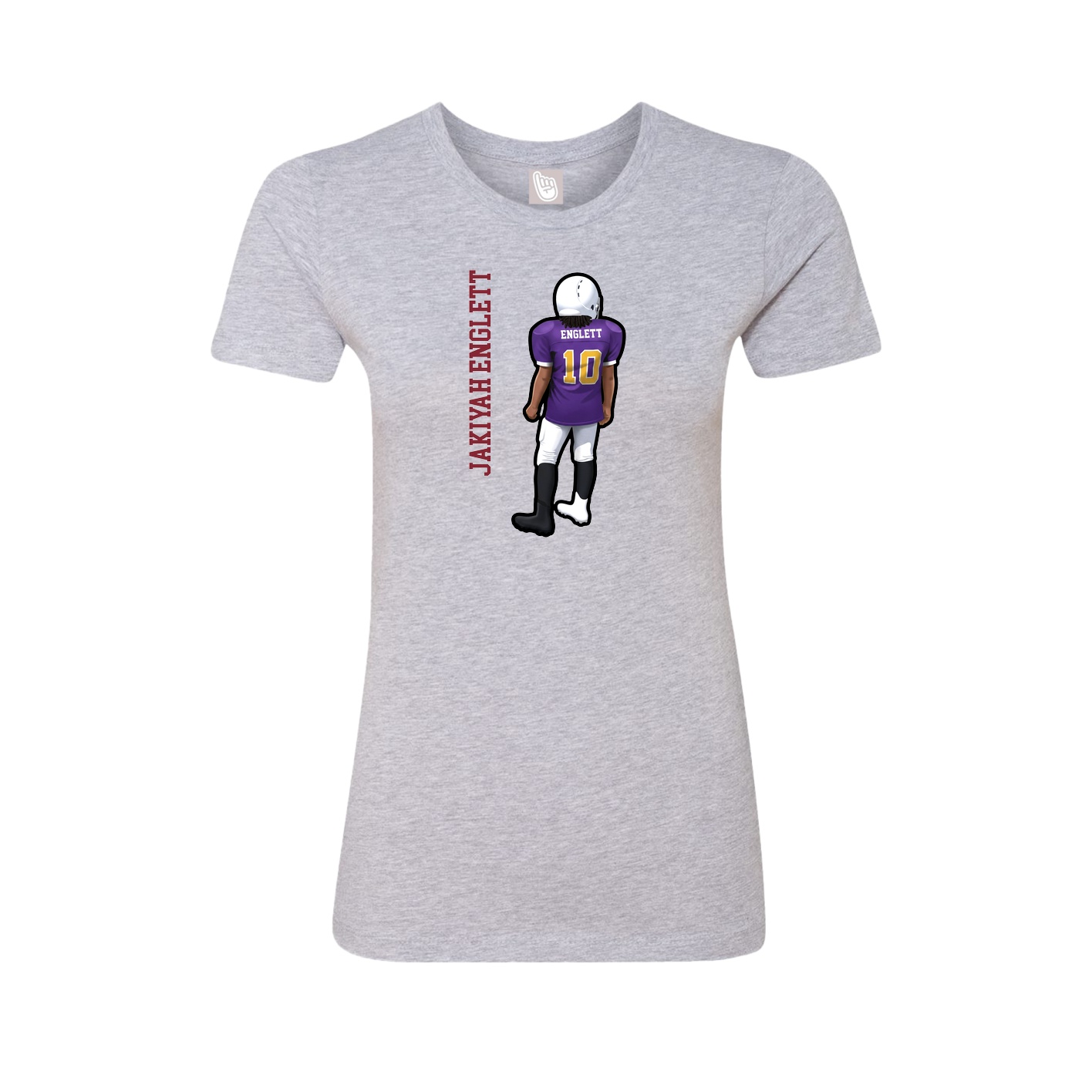 Womens Tee — Name Vertical in Grey