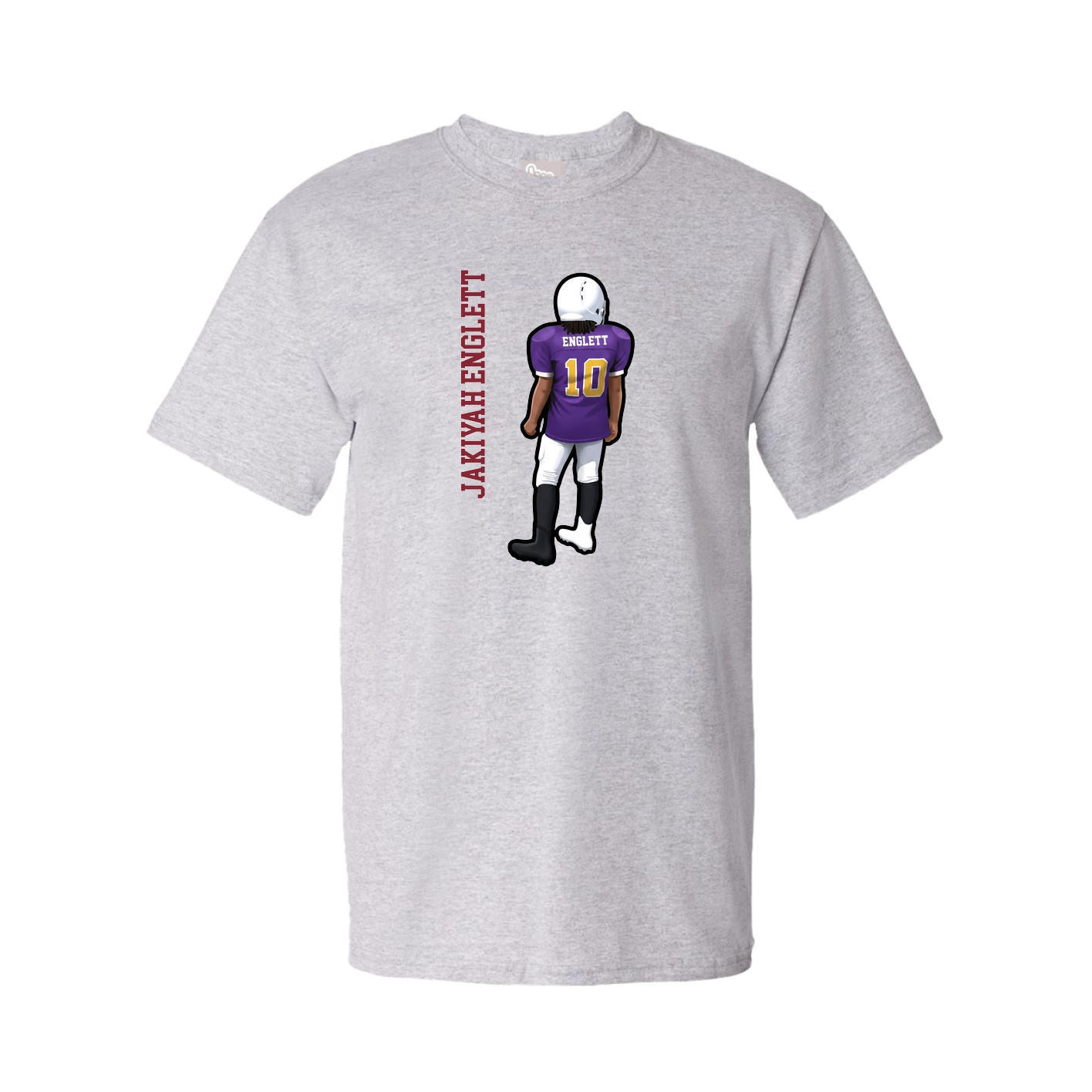 Youth Tee — Name Vertical in Grey
