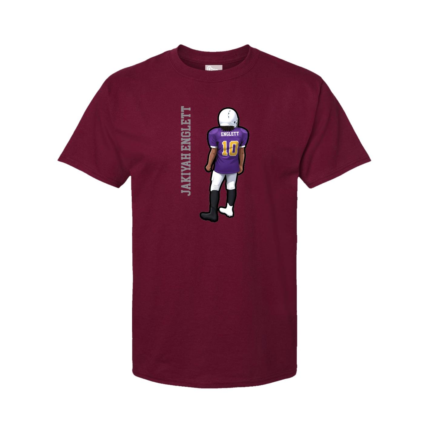 Youth Tee — Name Vertical in Cardinal