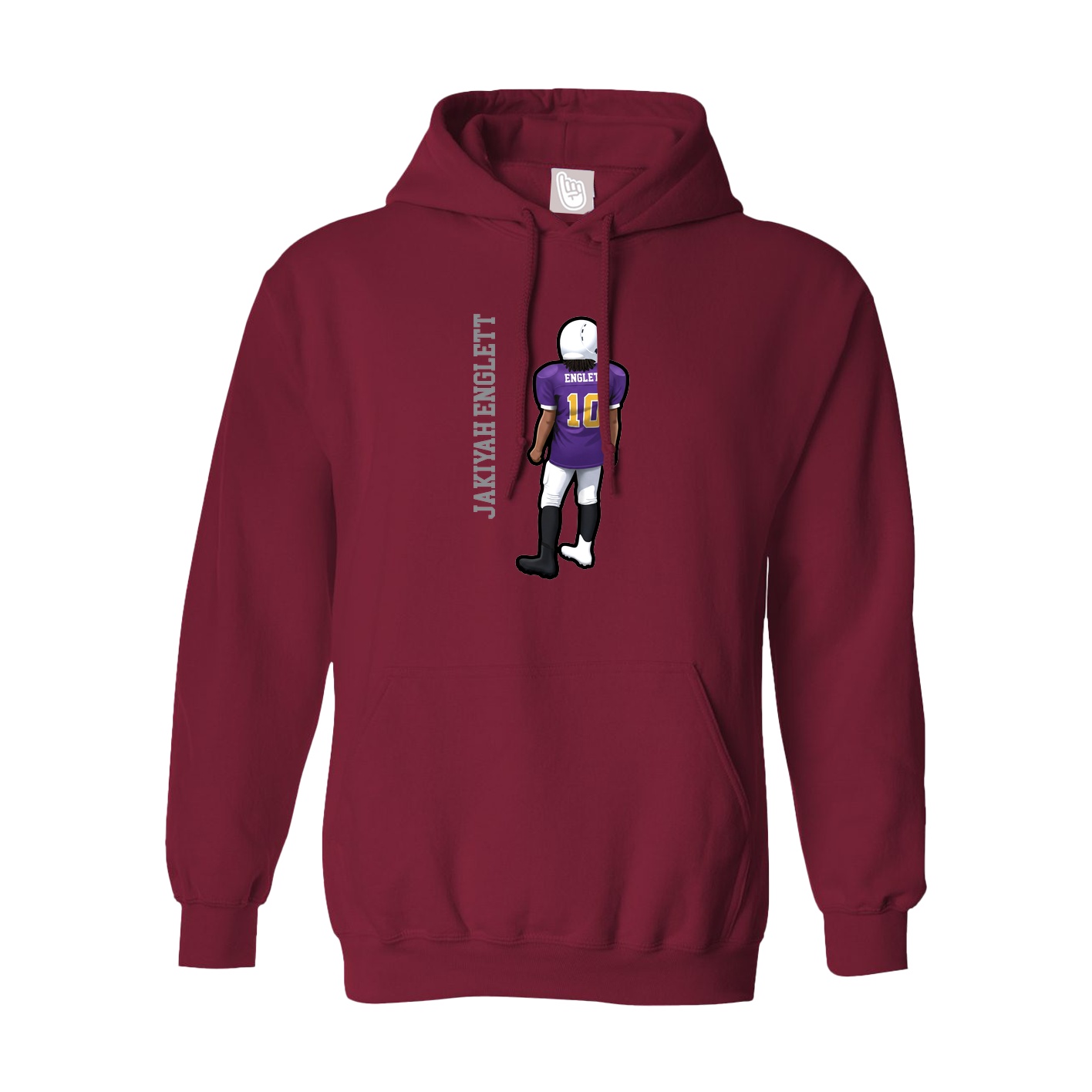 Hoodie — Name Vertical in Cardinal