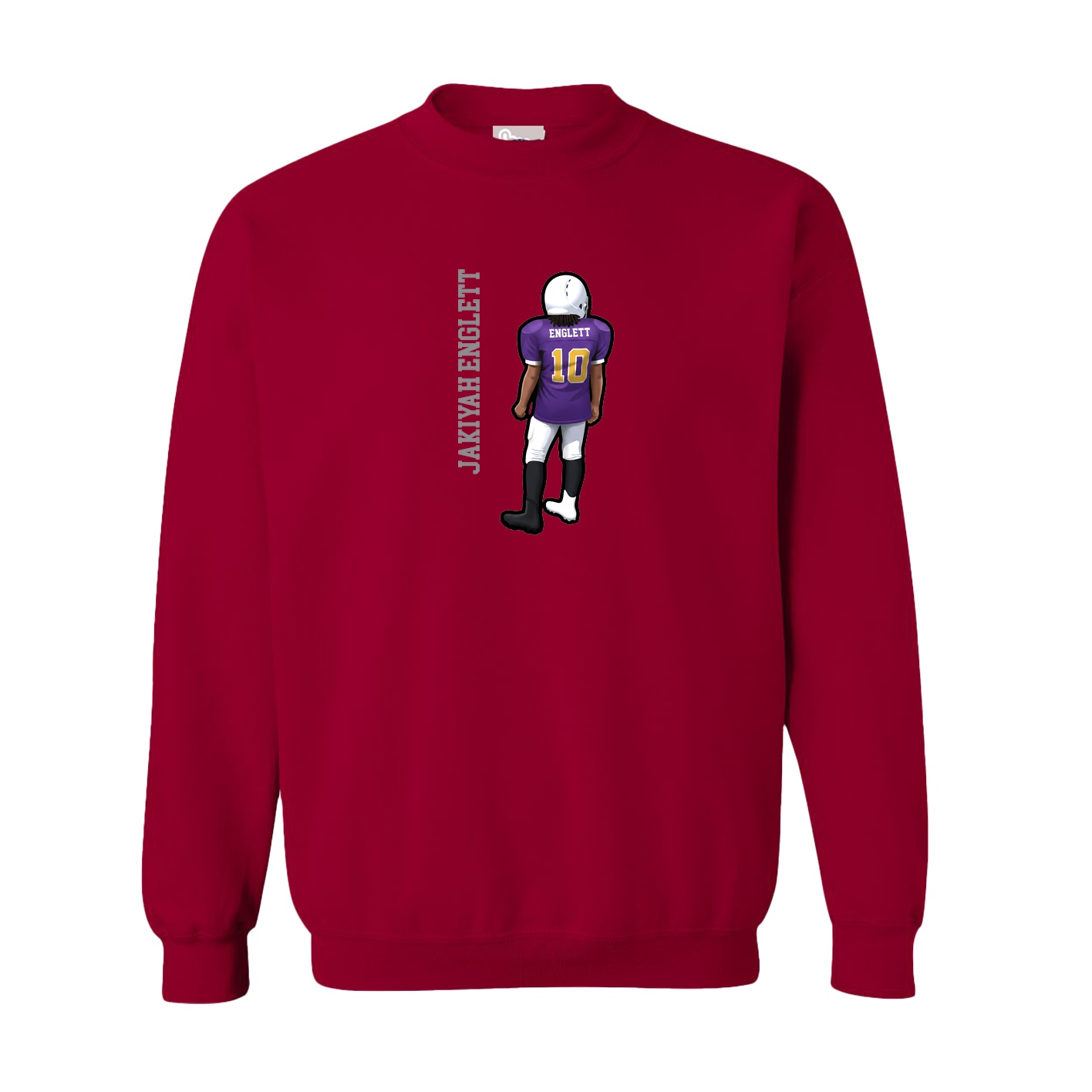 Fleece Crew — Name Vertical in Cardinal