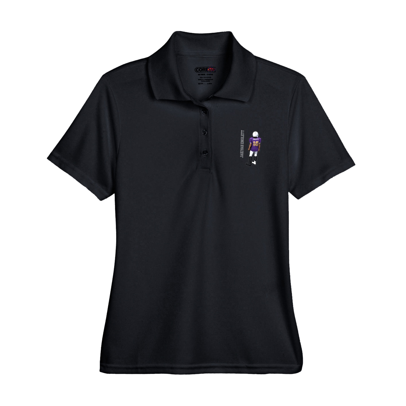 Womens Performance Polo — Name Vertical in Black