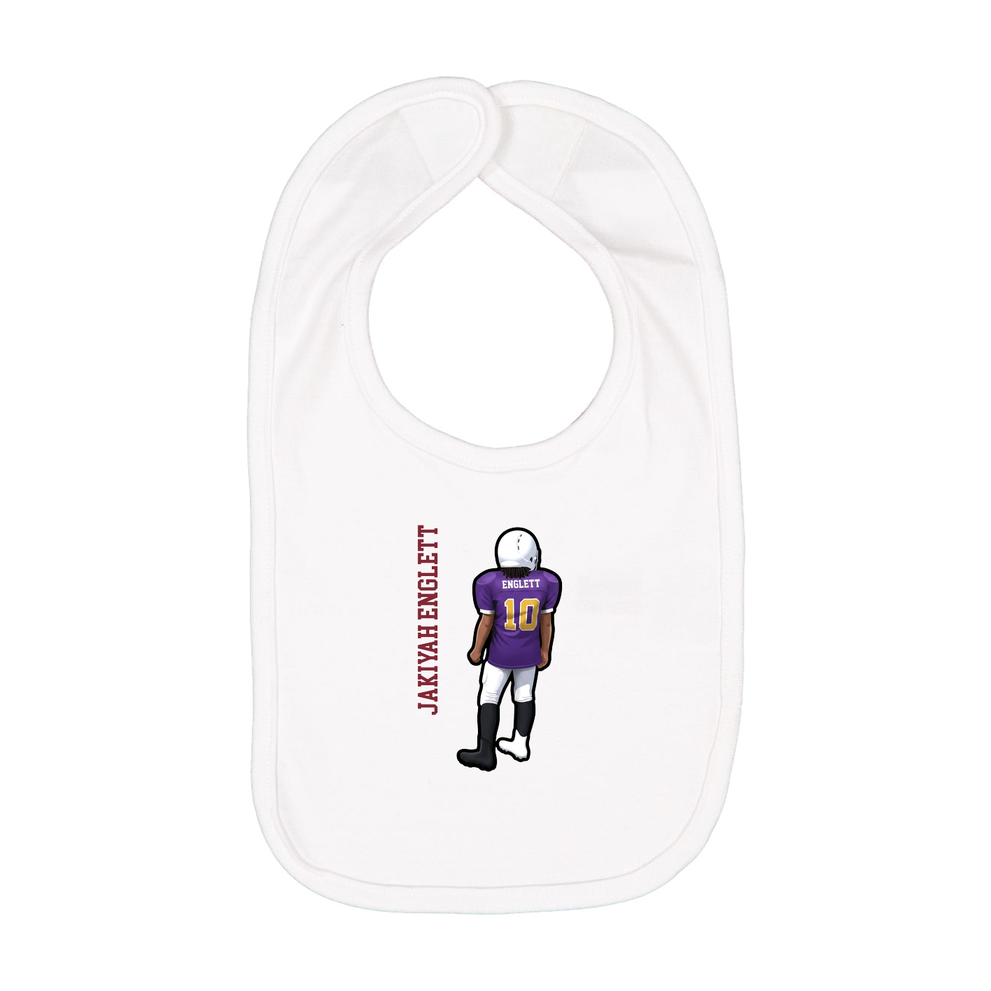 Infant Bib — Name Vertical in White