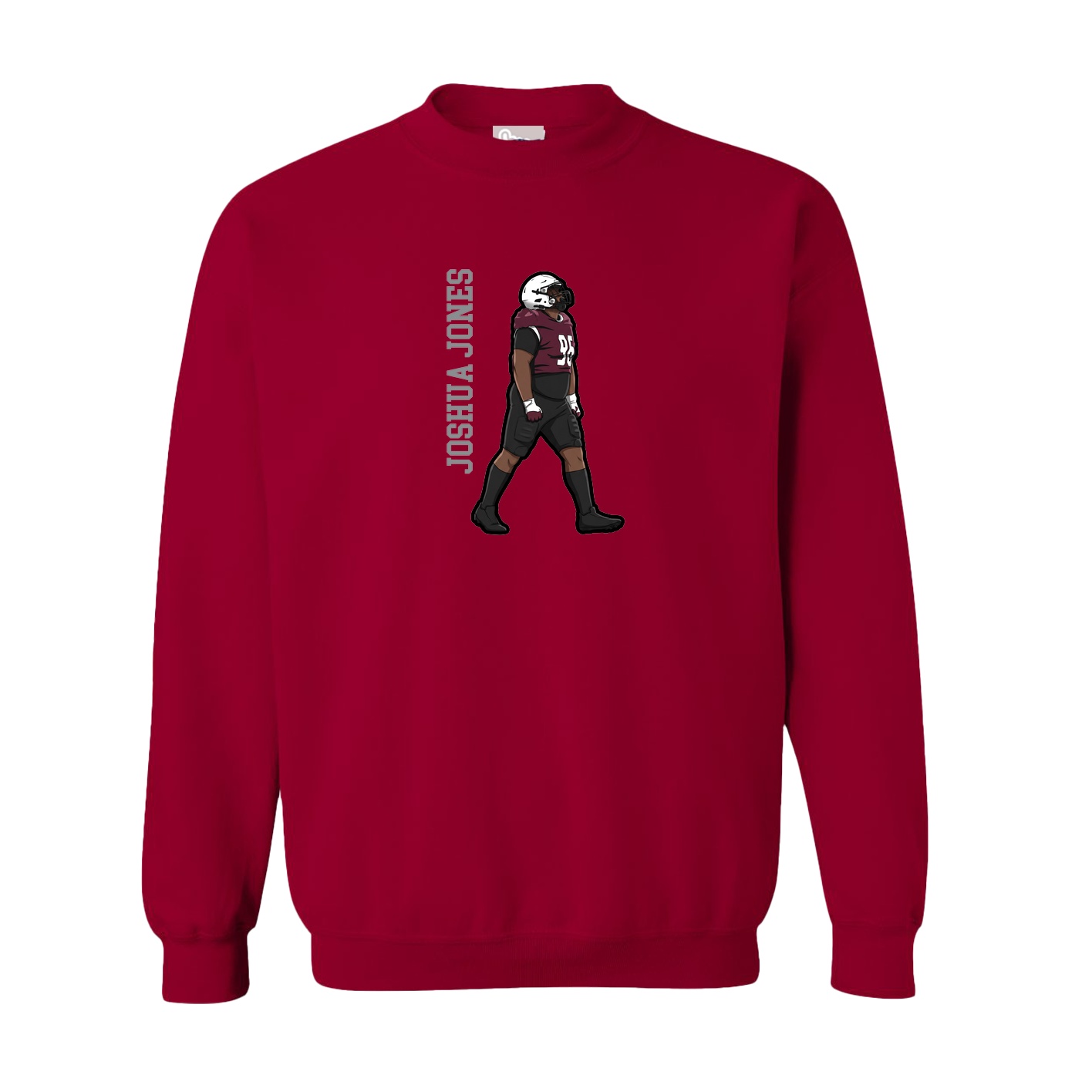 Fleece Crew — Name Vertical in Cardinal