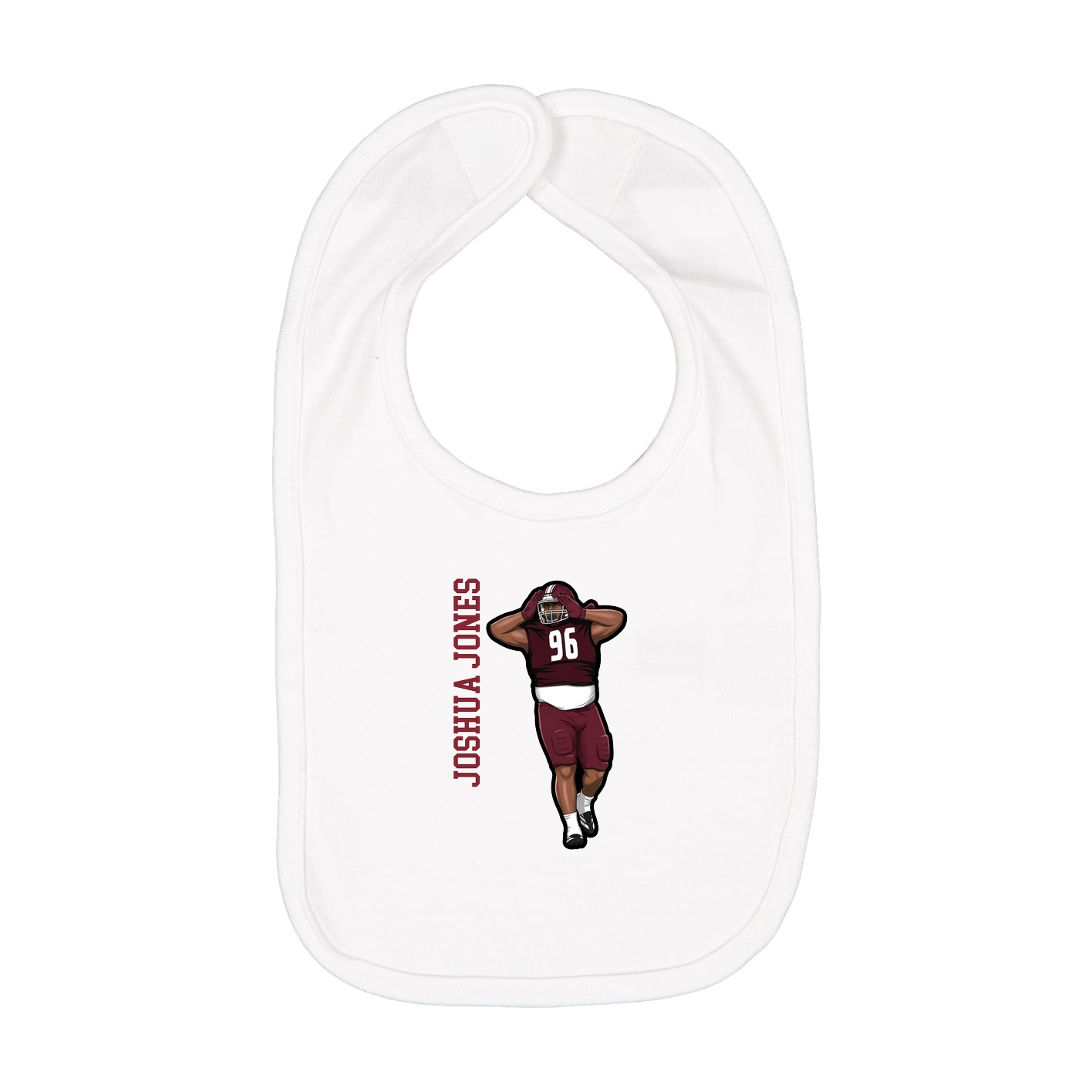 Infant Bib — Name Vertical in White