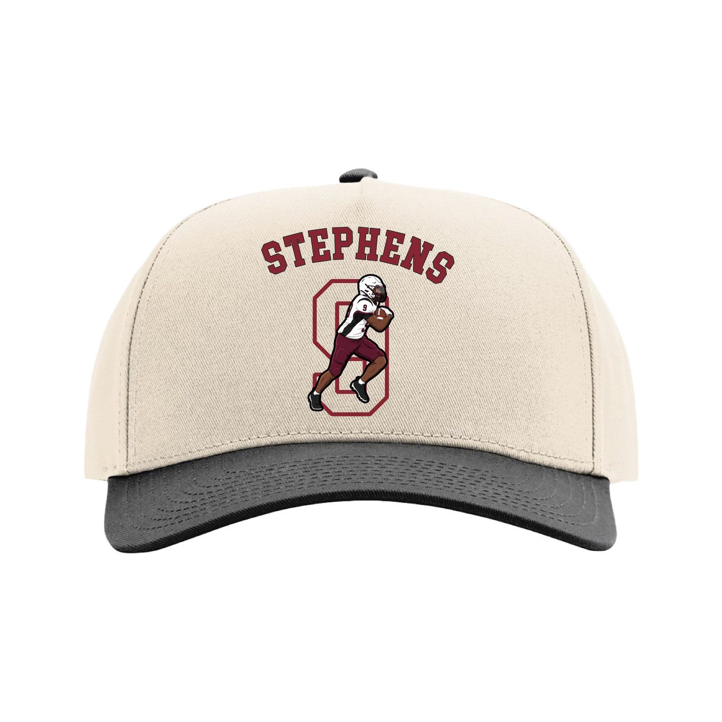 Full Fabric Five-Panel Champ Cap — Shirsey Arch in Cream/Black