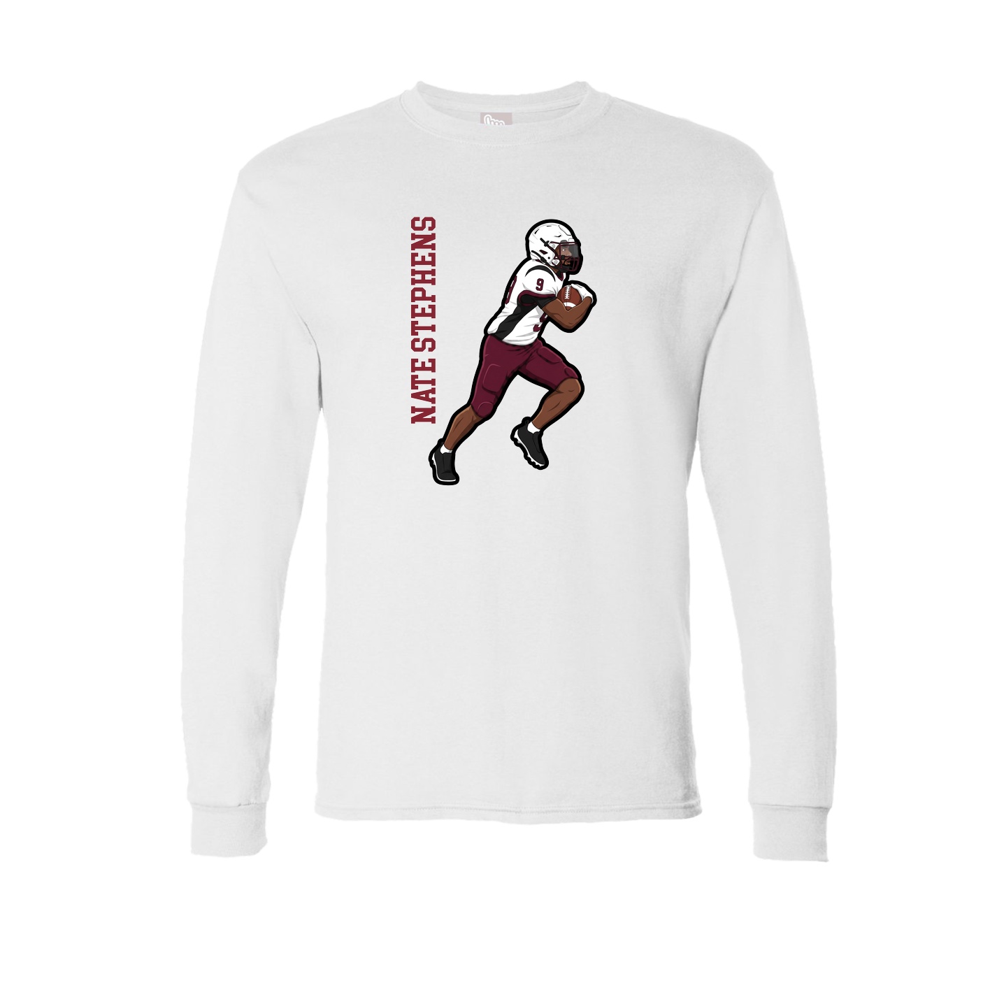 Long Sleeve Tee — Name Vertical in White
