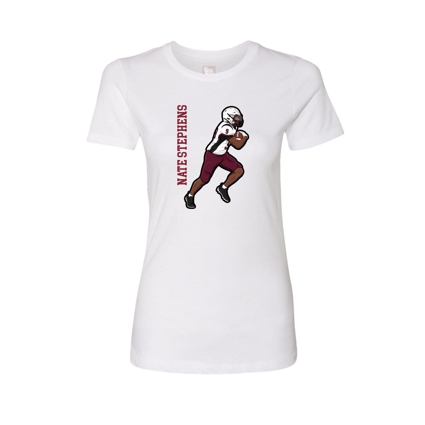Fitted Women's Tee — Name Vertical in White