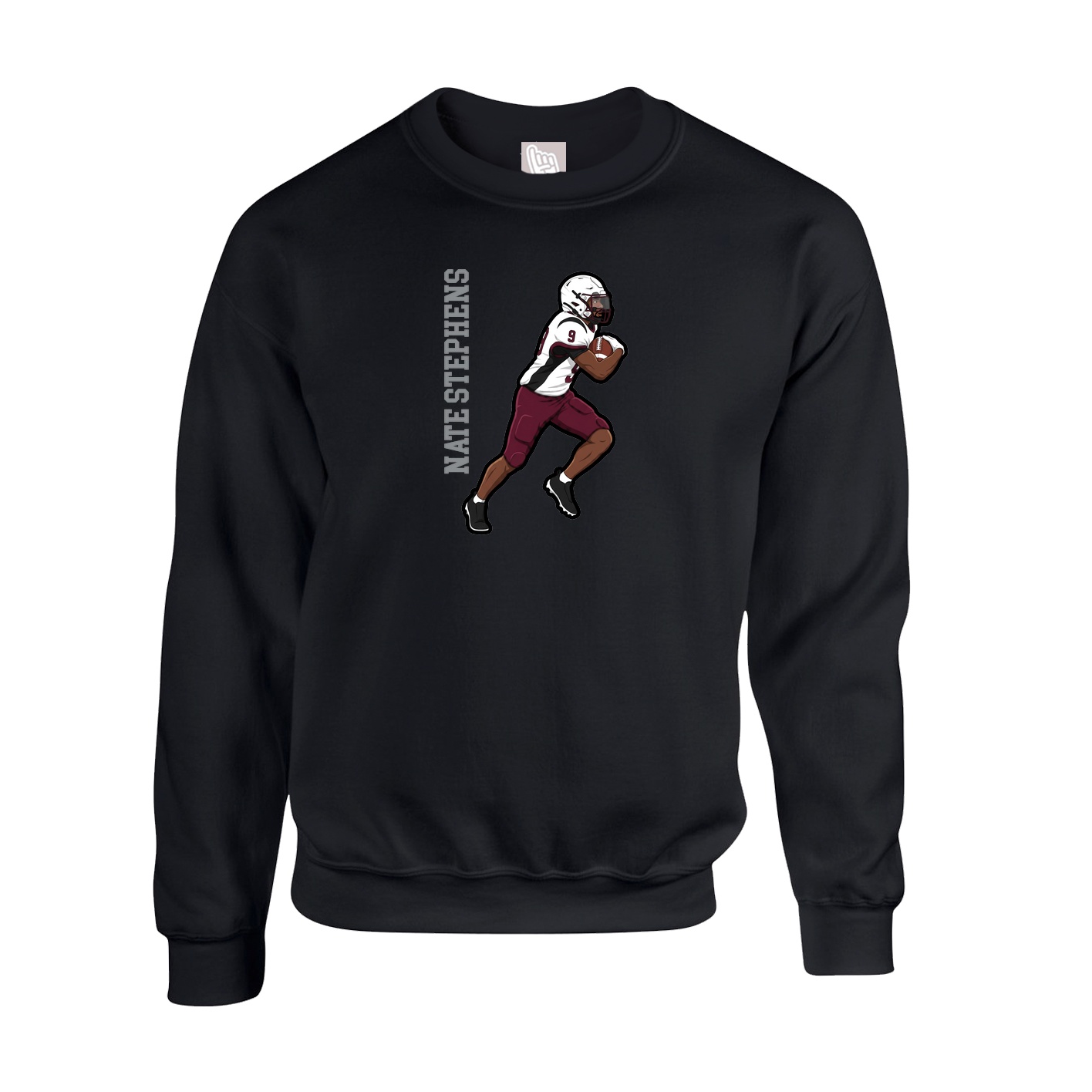 Fleece Crew — Name Vertical in Black