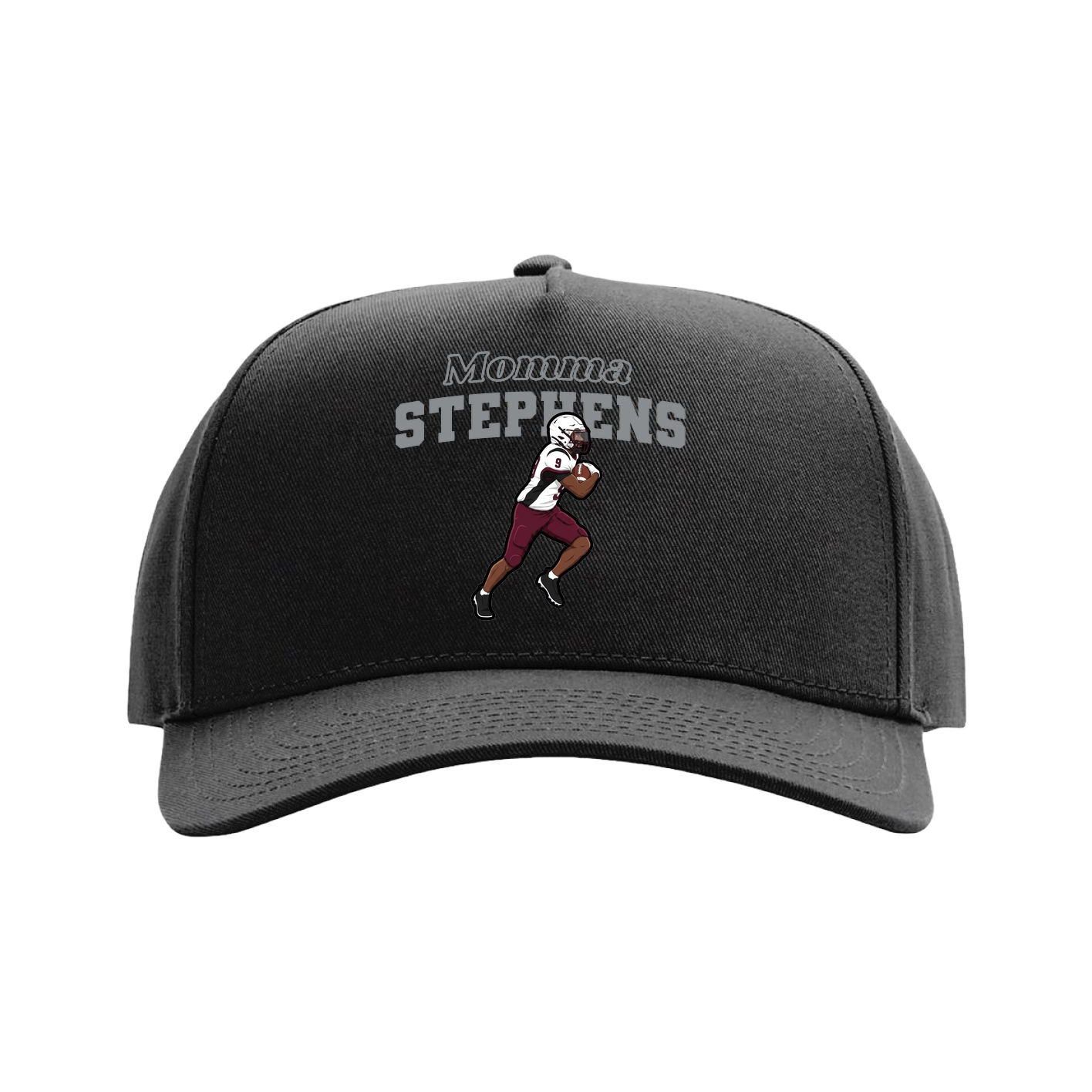 Full Fabric Five-Panel Champ Cap — Mothers Day Block in Black