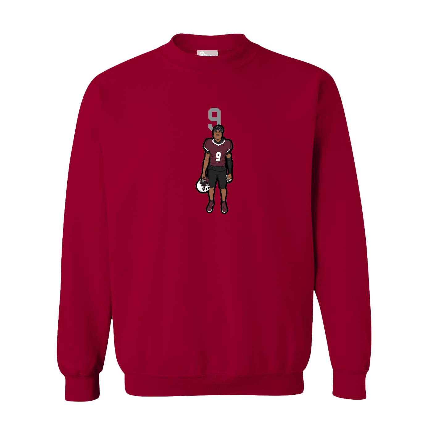 Fleece Crew — Number Top in Cardinal