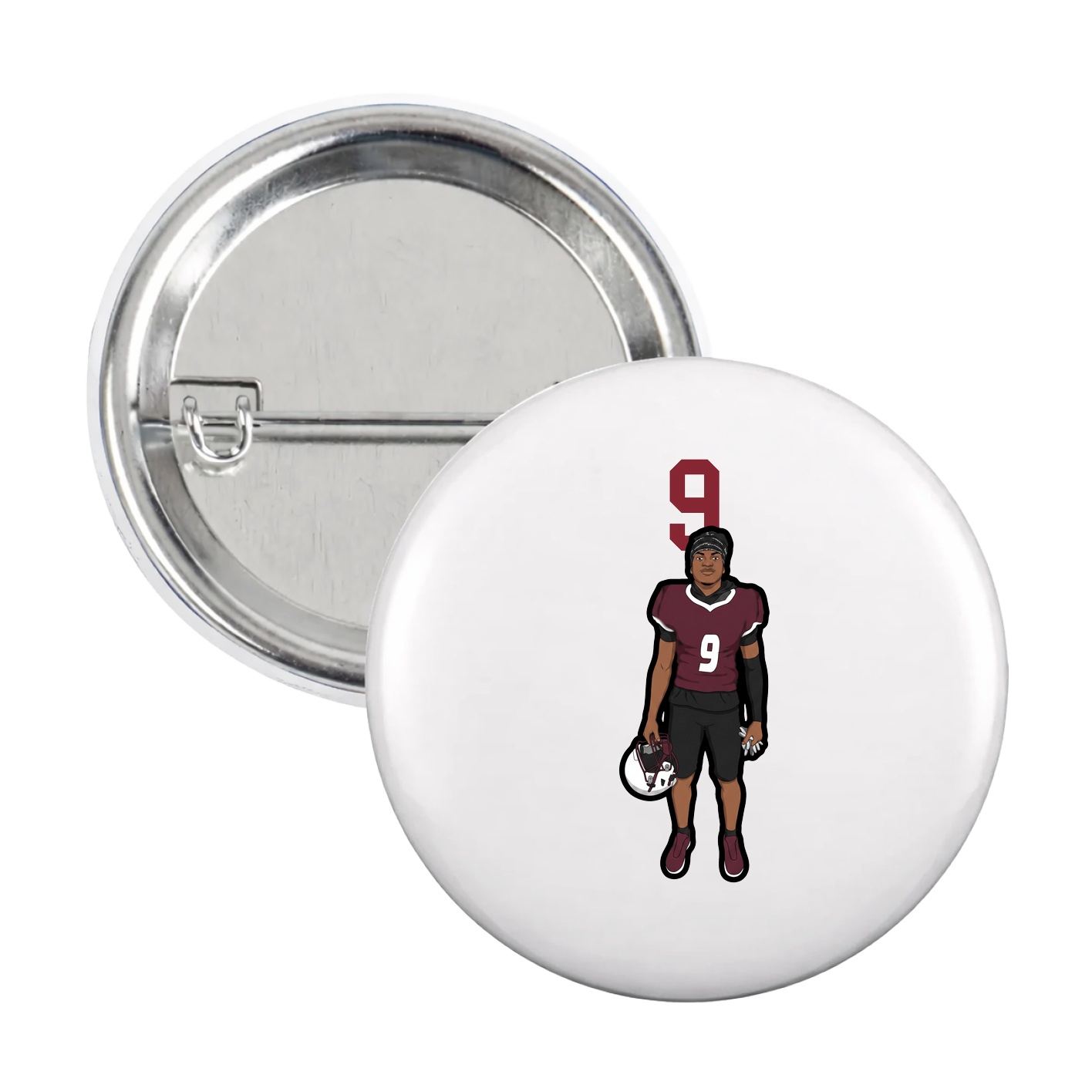 Game Day Button — Number Top in White