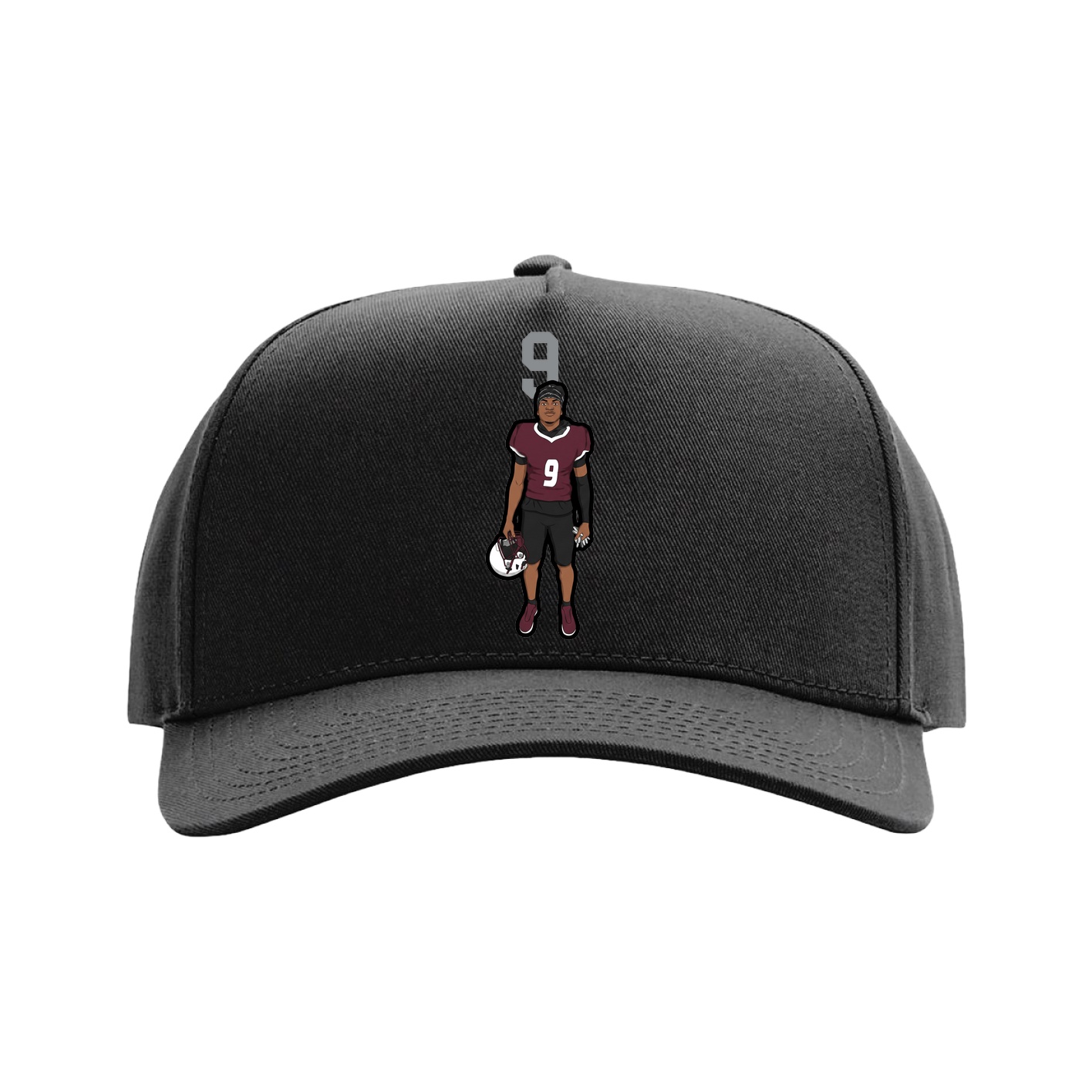 Full Fabric Five-Panel Champ Cap — Number Top in Black