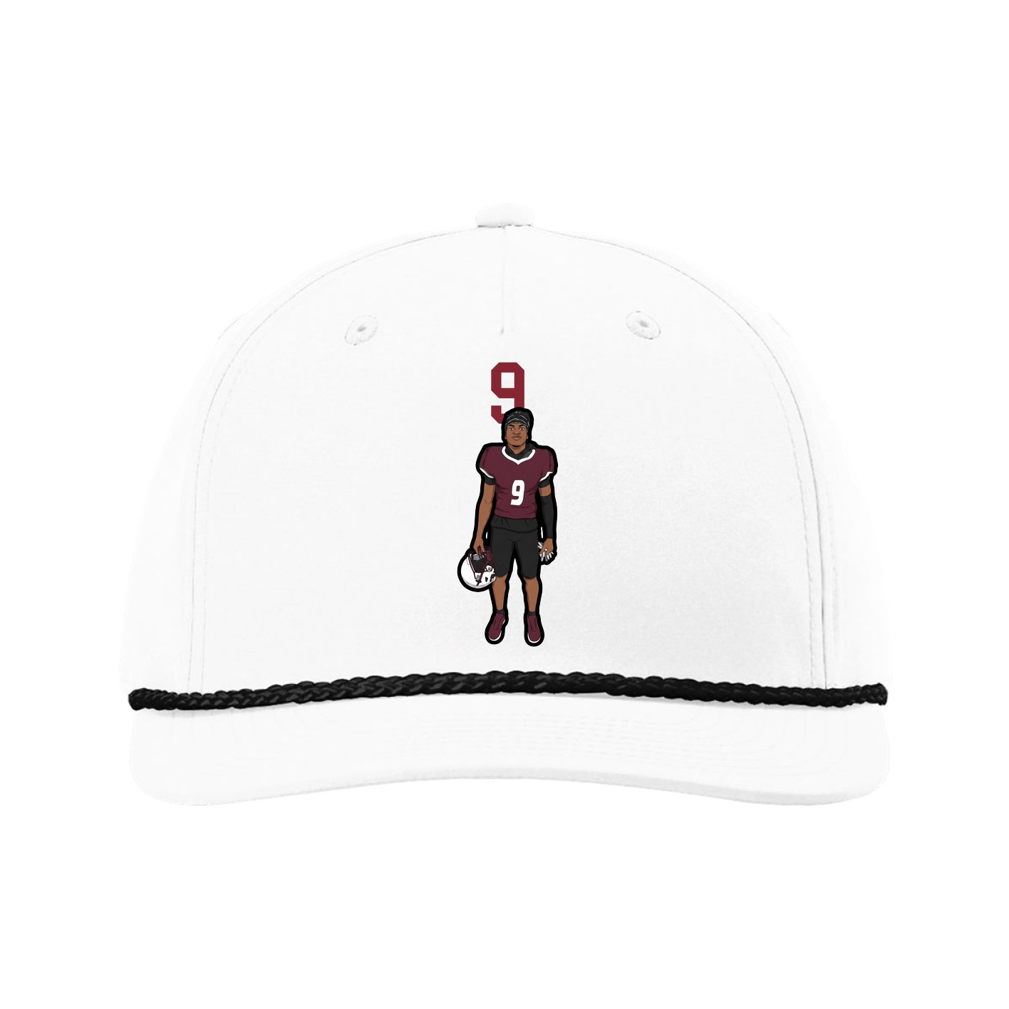 Five-Panel Classic Rope Cap — Number Top in White