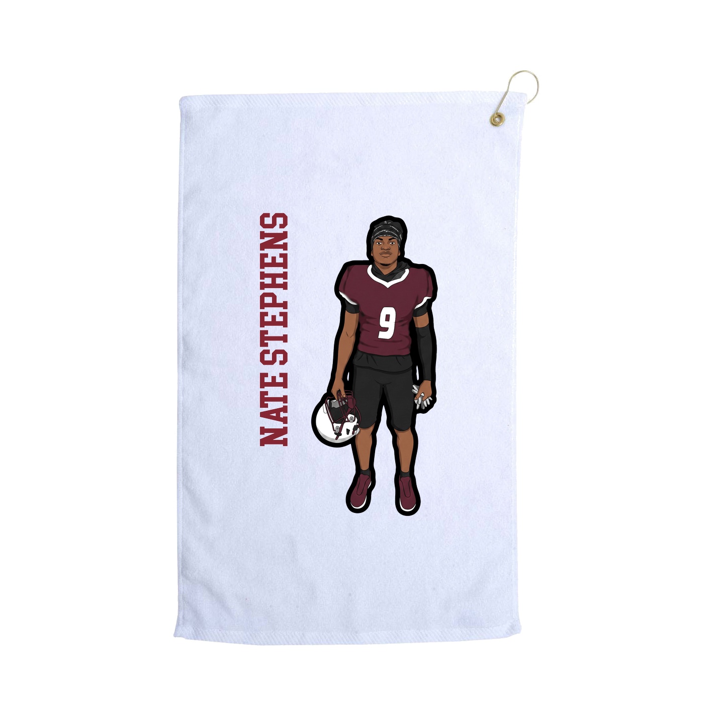 Golf Towel — Name Vertical in White