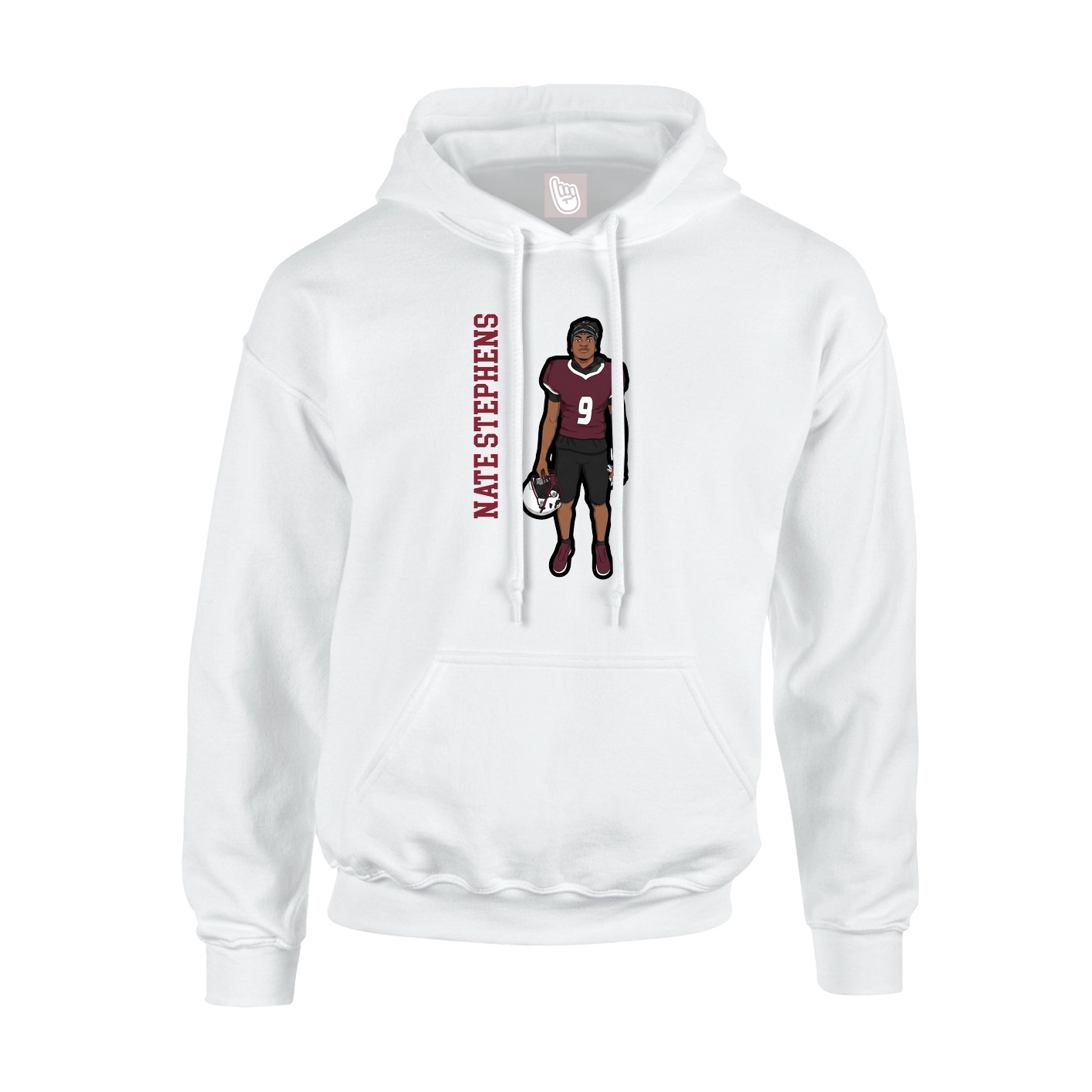 Youth Hoodie — Name Vertical in White