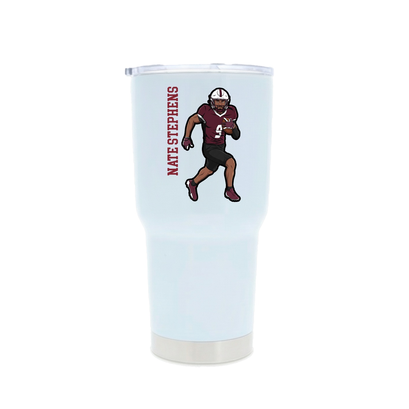 30oz Stainless Steel Tumbler — Name Vertical in White