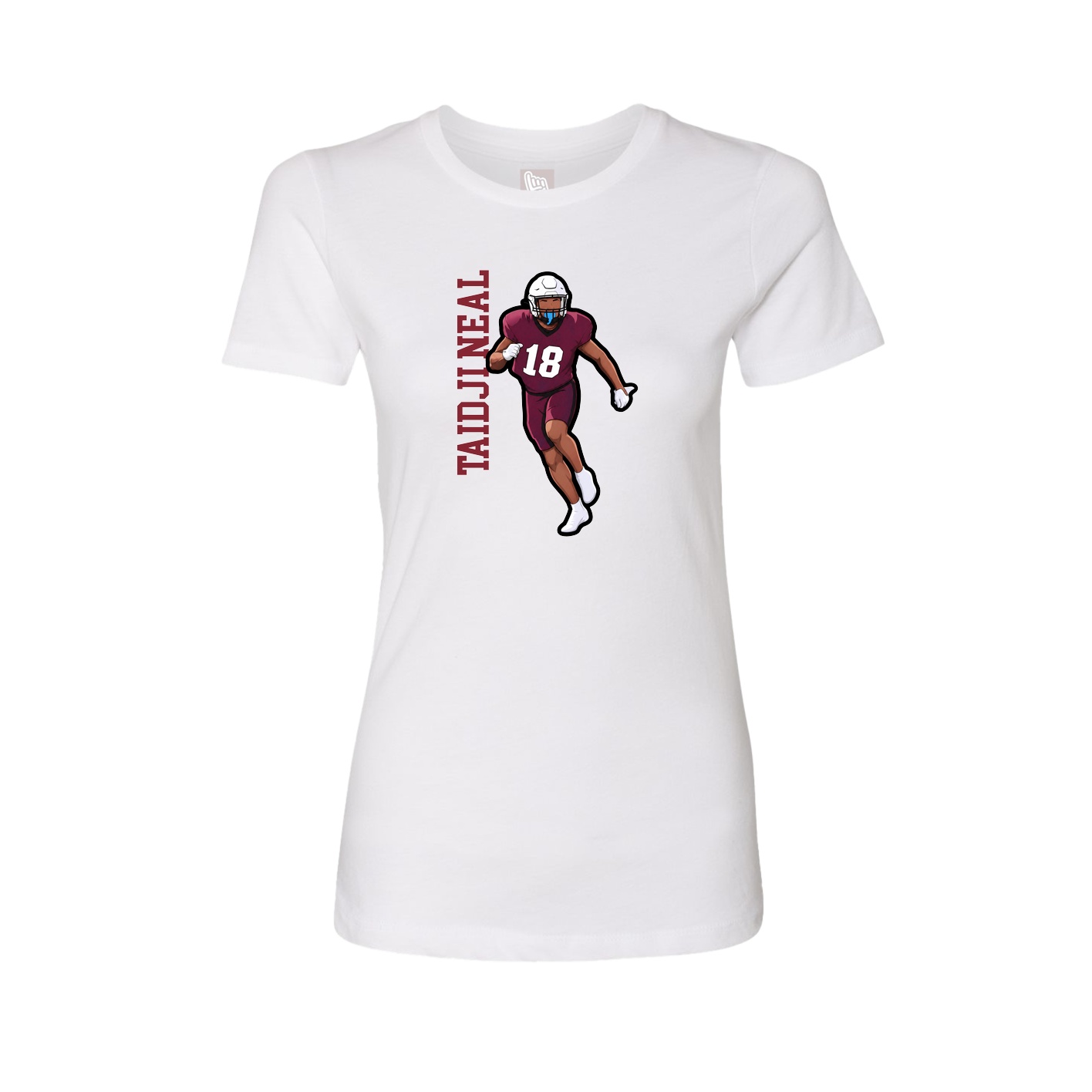Fitted Women's Tee — Name Vertical in White