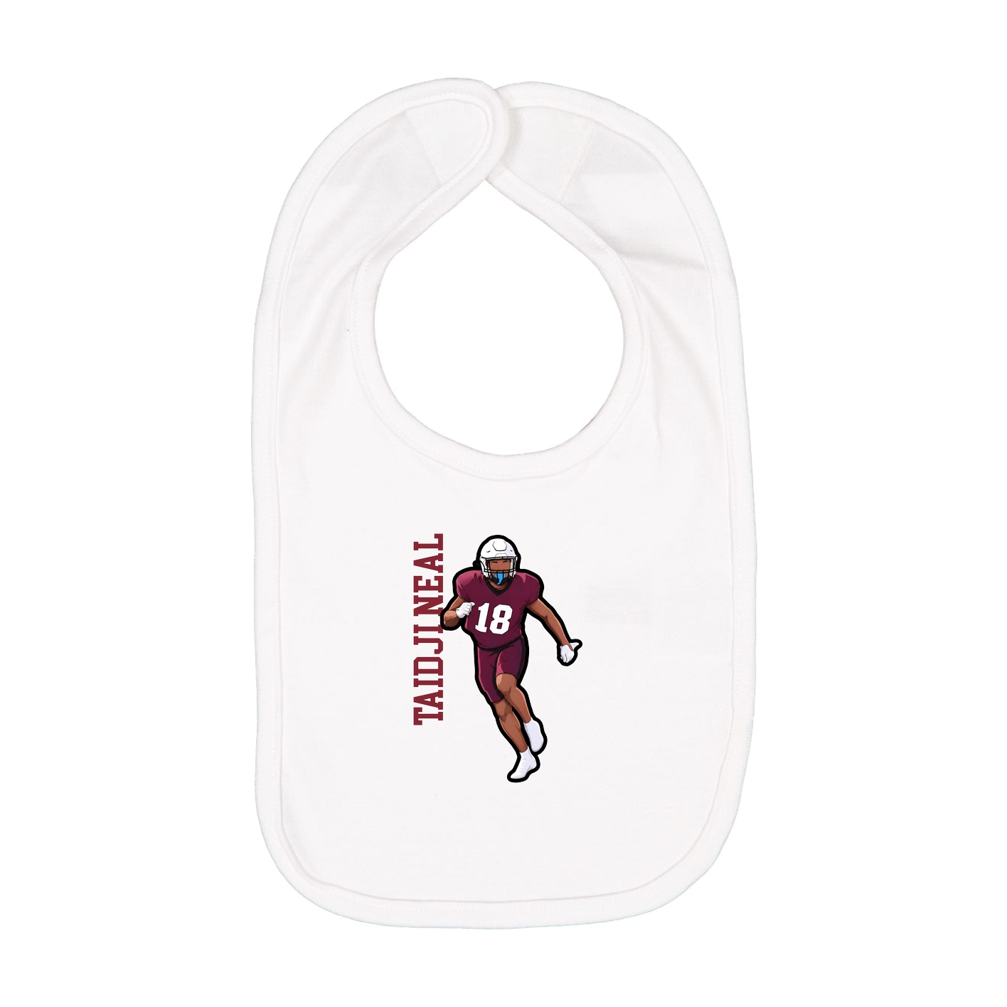 Infant Bib — Name Vertical in White