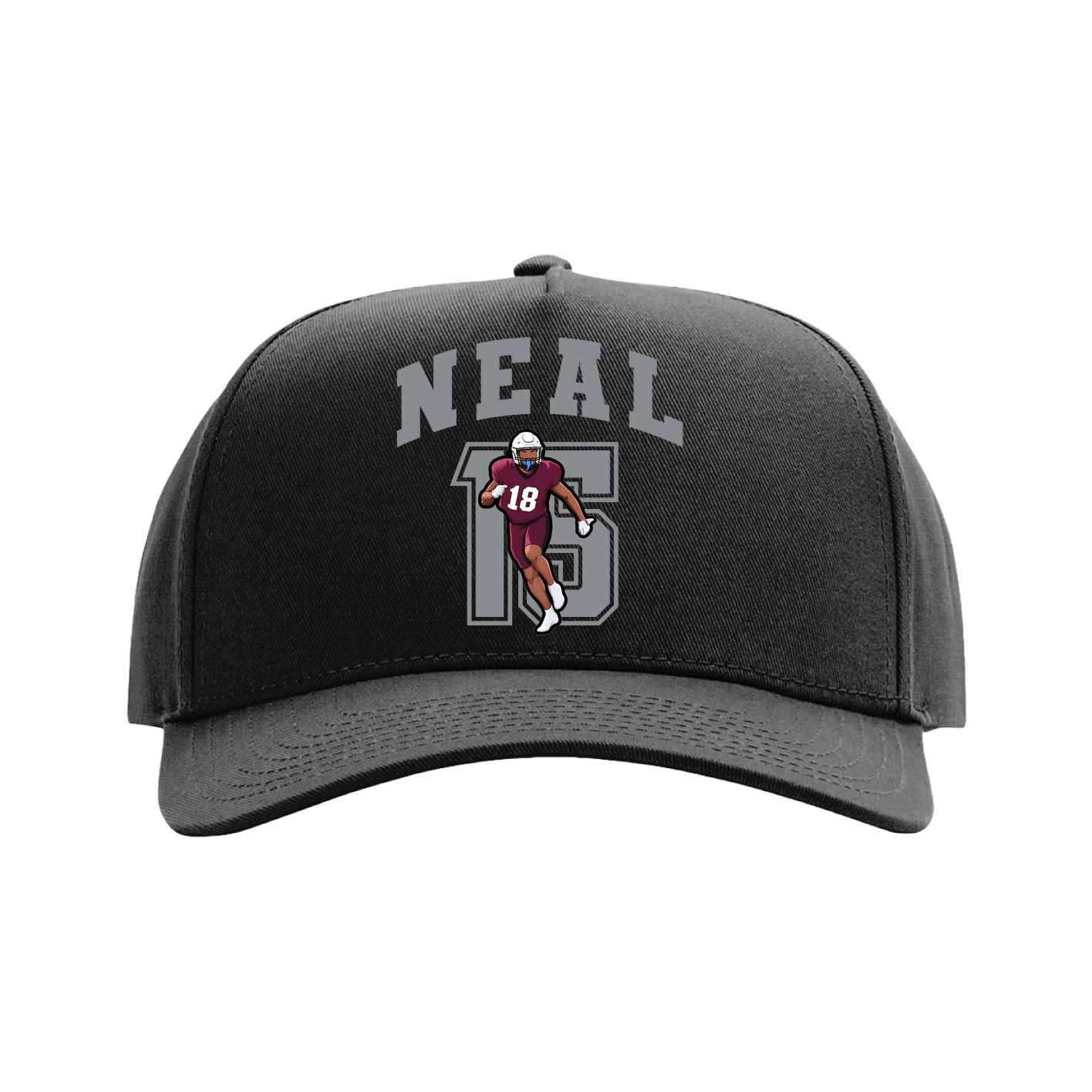Full Fabric Five-Panel Champ Cap — Number in Black