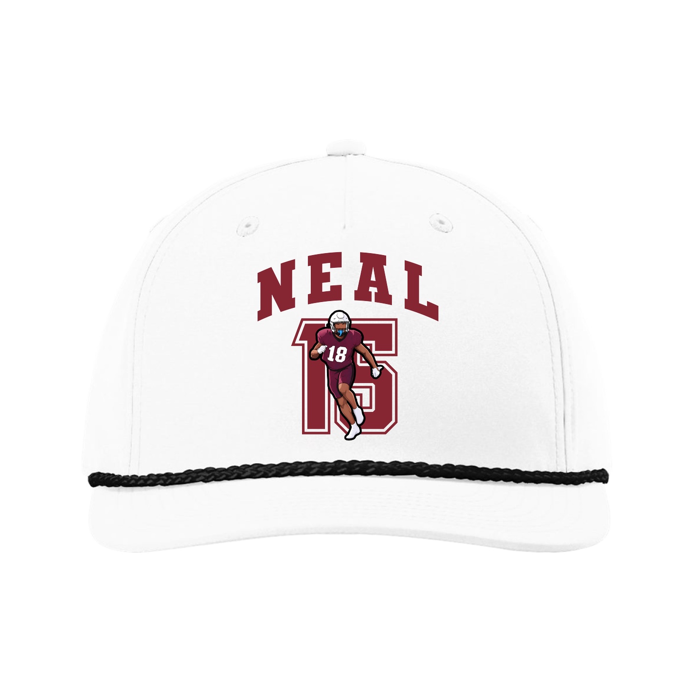 Five-Panel Classic Rope Cap — Number in White