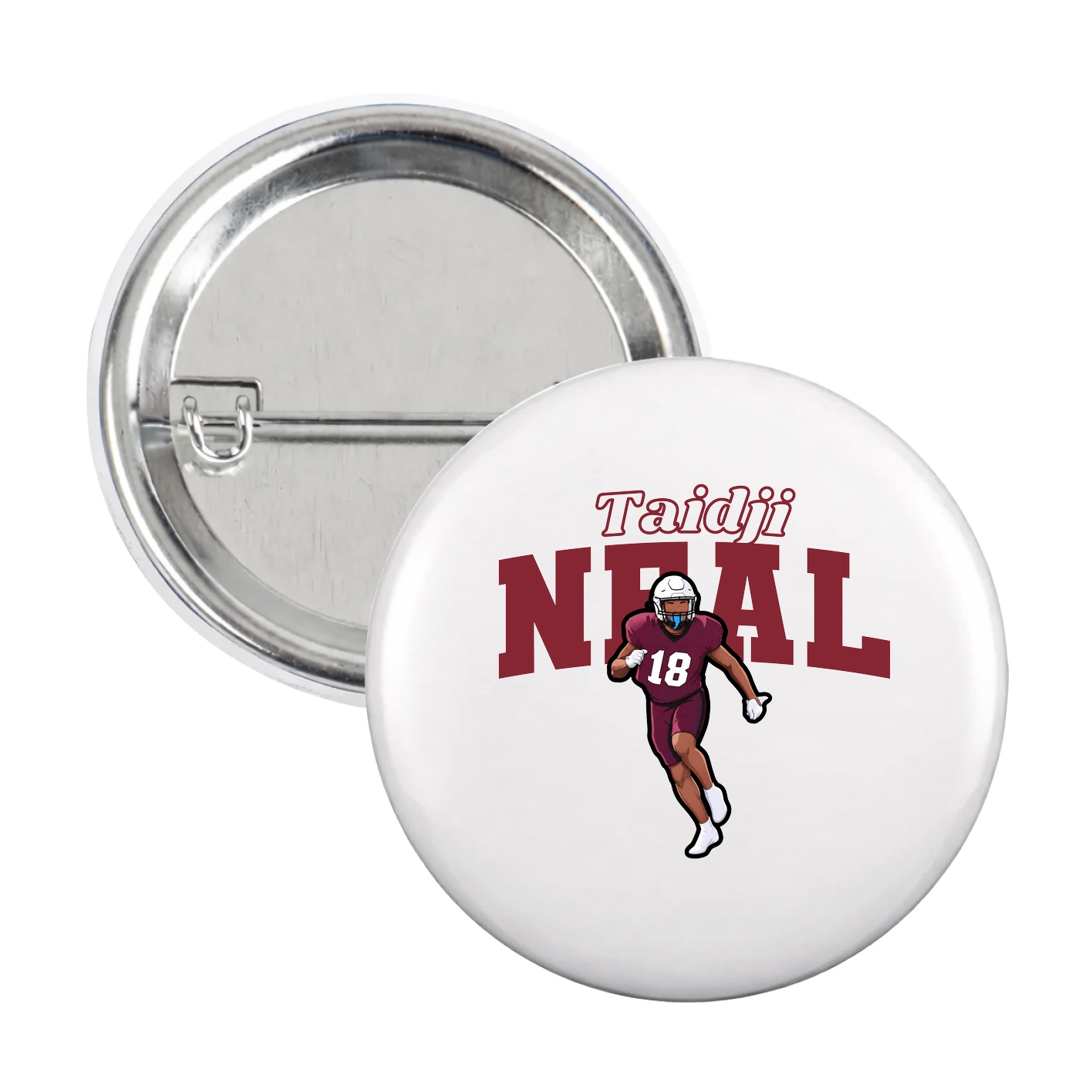 Game Day Button — Name Arch in White