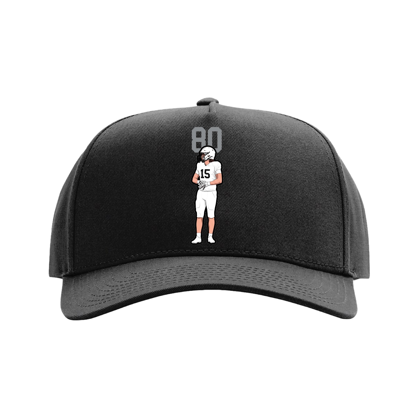 Full Fabric Five-Panel Champ Cap — Number Top in Black